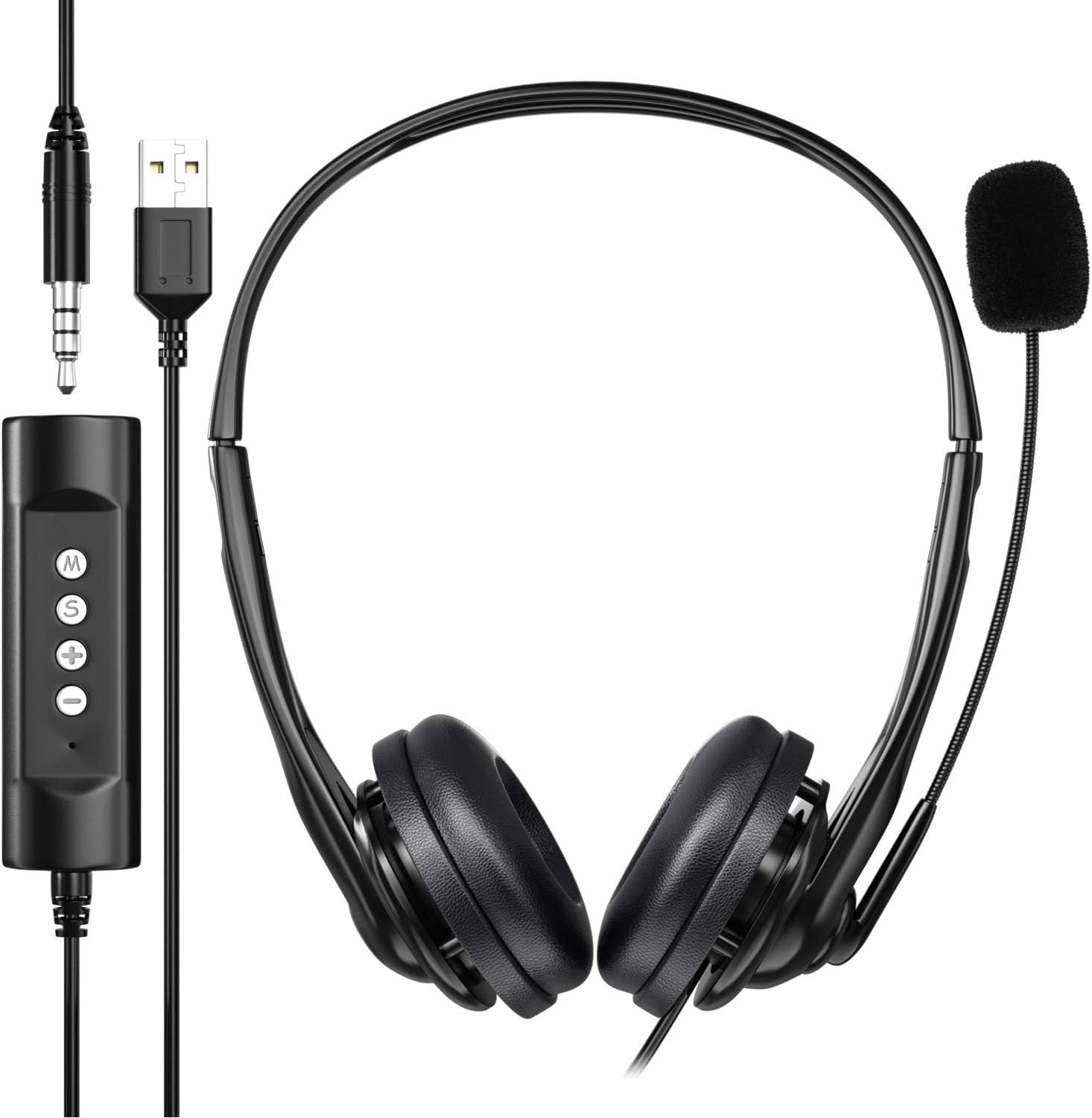 Newaner PC Headset, USB Headset/3.5mm Computer Headset, Stereo Sound