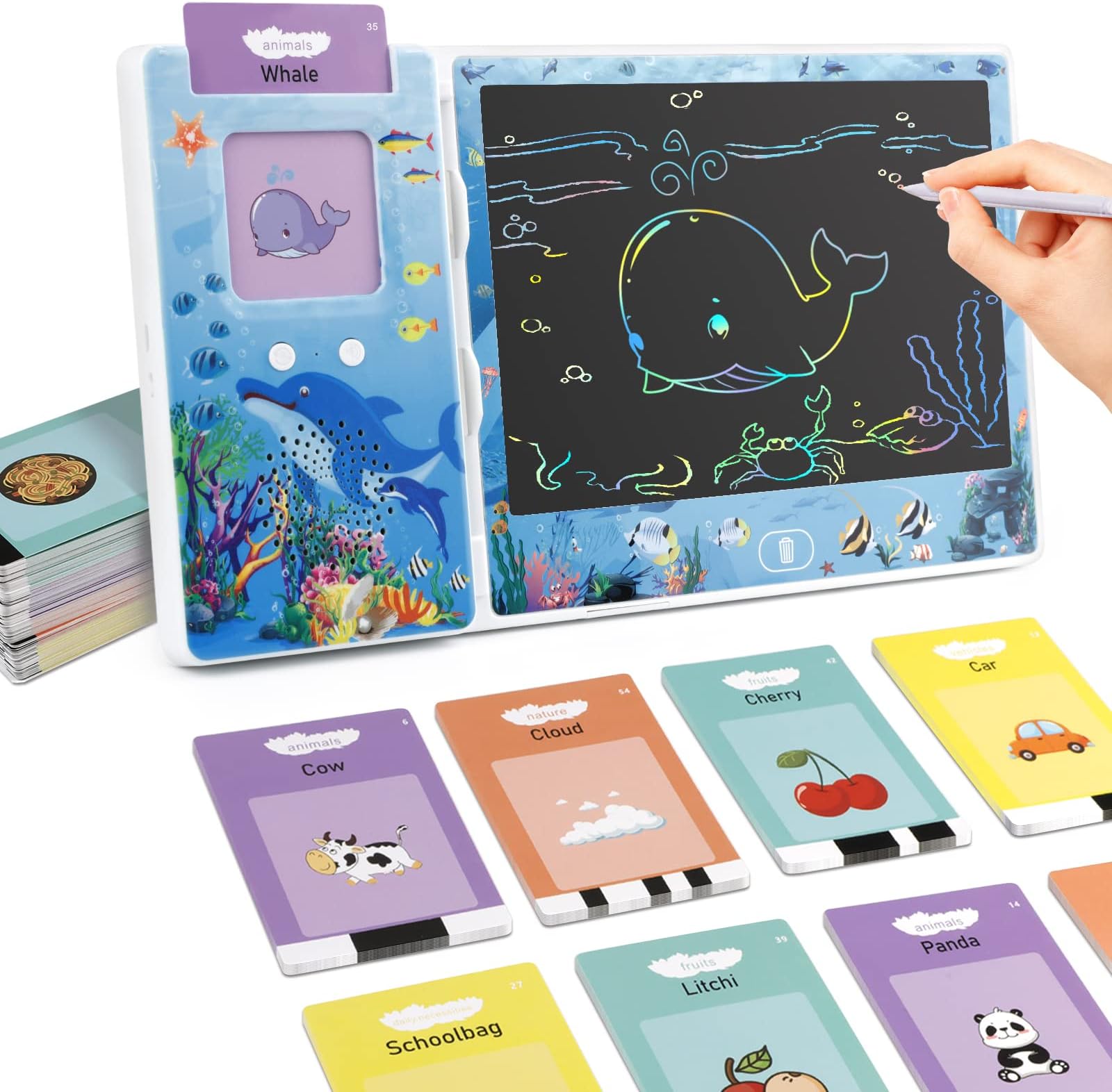 Talking Flash Cards With LCD Writing Tablet 2 In 1 Speech Therapy Toys With 224 Sight Words Autism Sensory Toys Montessori Preschool Educational Toy For Toddlers Kids Boys Girls Ages 2-6