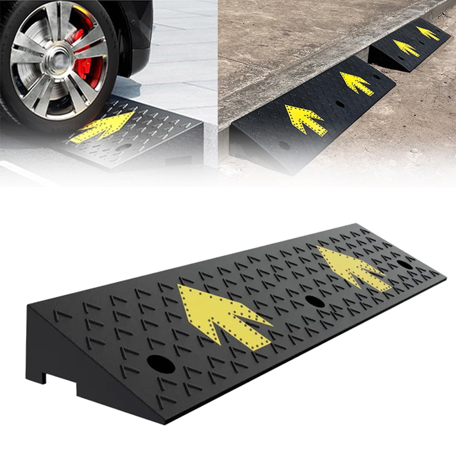 ZincOrange Rampe De Seuil Caoutchouc Antidérapante 7,6 Cm - Charge 998 Kg Pour Fauteuils Roulants Et Motos
