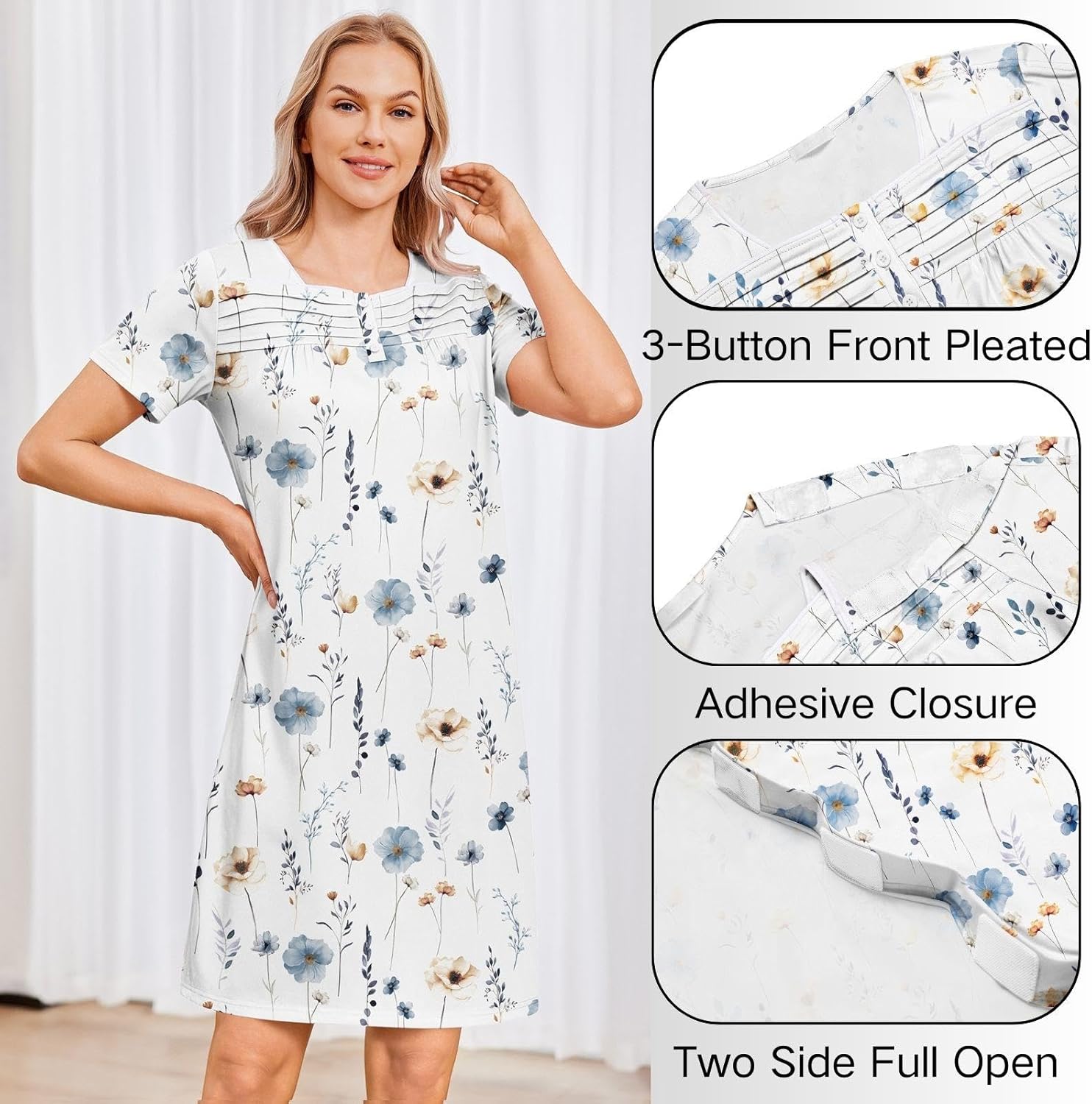 Deyeek Post Shoulder Surgery Dress Women Side Full Tear Away After Rotator Cuff Chemo Dialysis Port Adaptive Clothing - Image 5