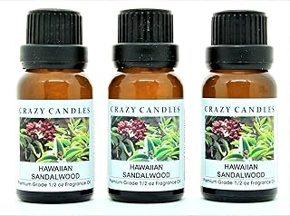 Hawaiian Sandalwood (Made in USA) 3 Bottles 1/2 Fl Oz Each (15ml) Premium Grade Scented Fragrance Oil