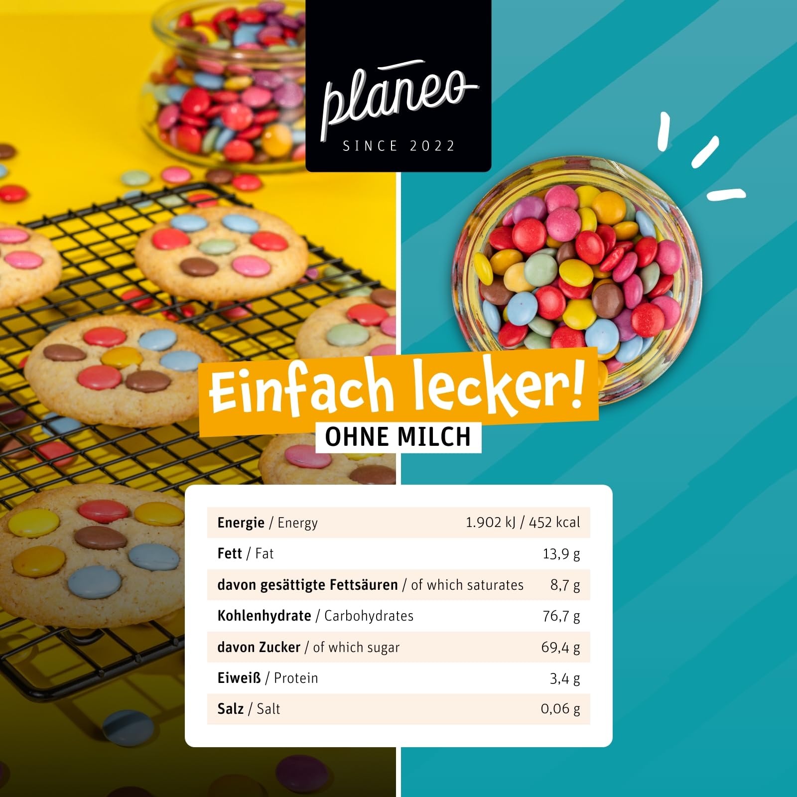 Planeo Vegane Bunte Schoko Linsen 1kg - Großpack - produziert in Deutschland - Beste Qualität - Gentechnikfrei, vegan, günstig