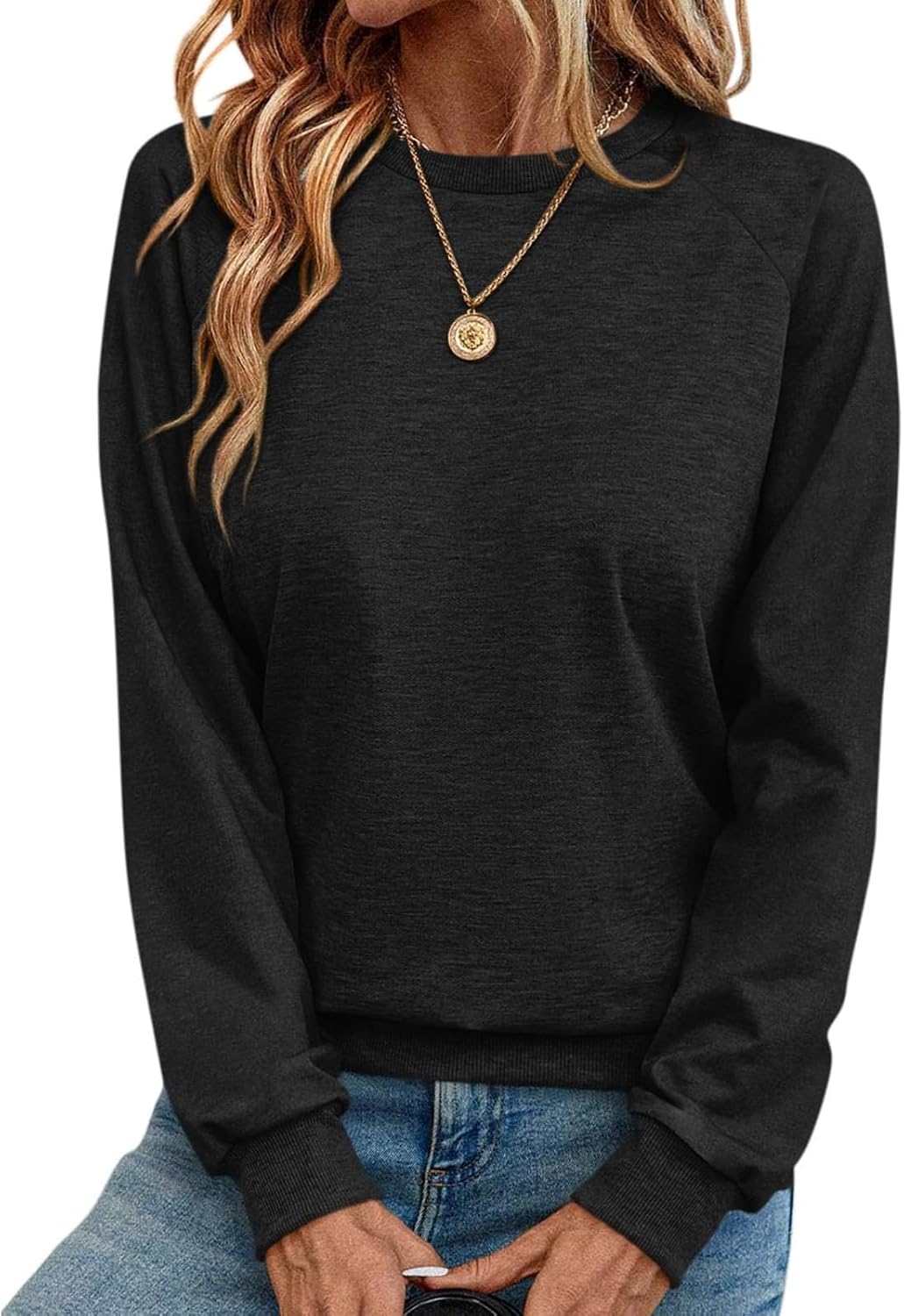 Sweatshirts For Women Long Sleeve Crewneck Causal Loose Fit Pullover Tunic Tops Fall Clothes Shirts