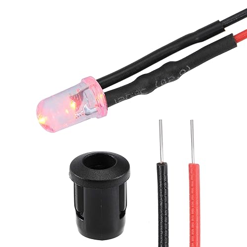 uxcell - Juego de 5 luces LED con cable de 12 V CC y 0.197in, con soporte, luz roja, lente transparente, montaje en panel de 0.315in