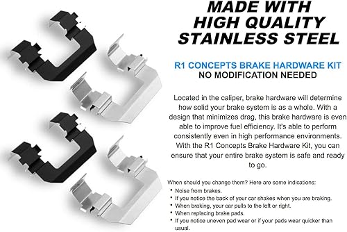 Miniatura 6 de R1 Concepts Rotores de freno traseros en blanco | Herrajes y sensor incluido| Kit de pastillas de freno y rotores de freno óptimo OEP | Compatible