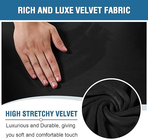 Miniatura 3 de H.VERSAILTEX Fundas Elásticas de Terciopelo para Sofá Reclinable Estilo de 4 Piezas Fundas para Sillas Reclinables Funda para Sillón Reclinable