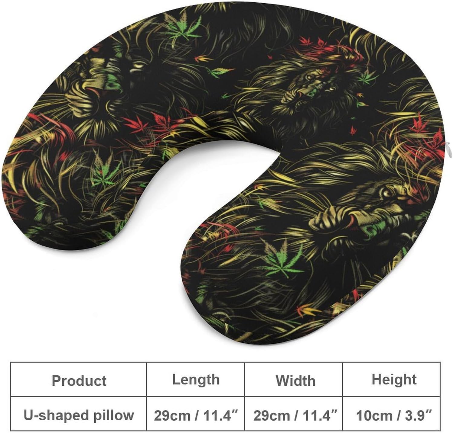 Rasta-Lion Travel Pillow U Shape Neck Pillow Washable Pillowcase for Sleeping Chair