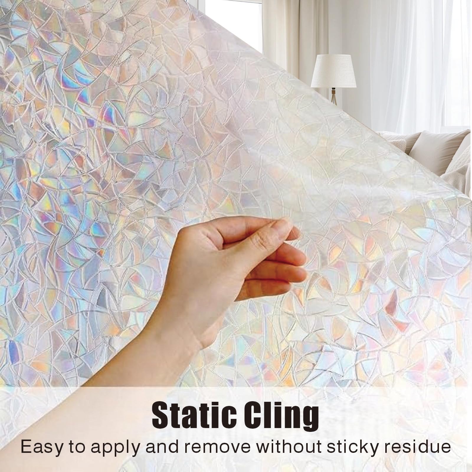 Pellicola Oscurante per Finestre Arcobaleno 40 x 920 cm Statica Adesiva Senza Ritagliabile Anti Uv, Protezione Della Privacy, Pellicola Privacy per Finestre per Letto, Luna Crescente