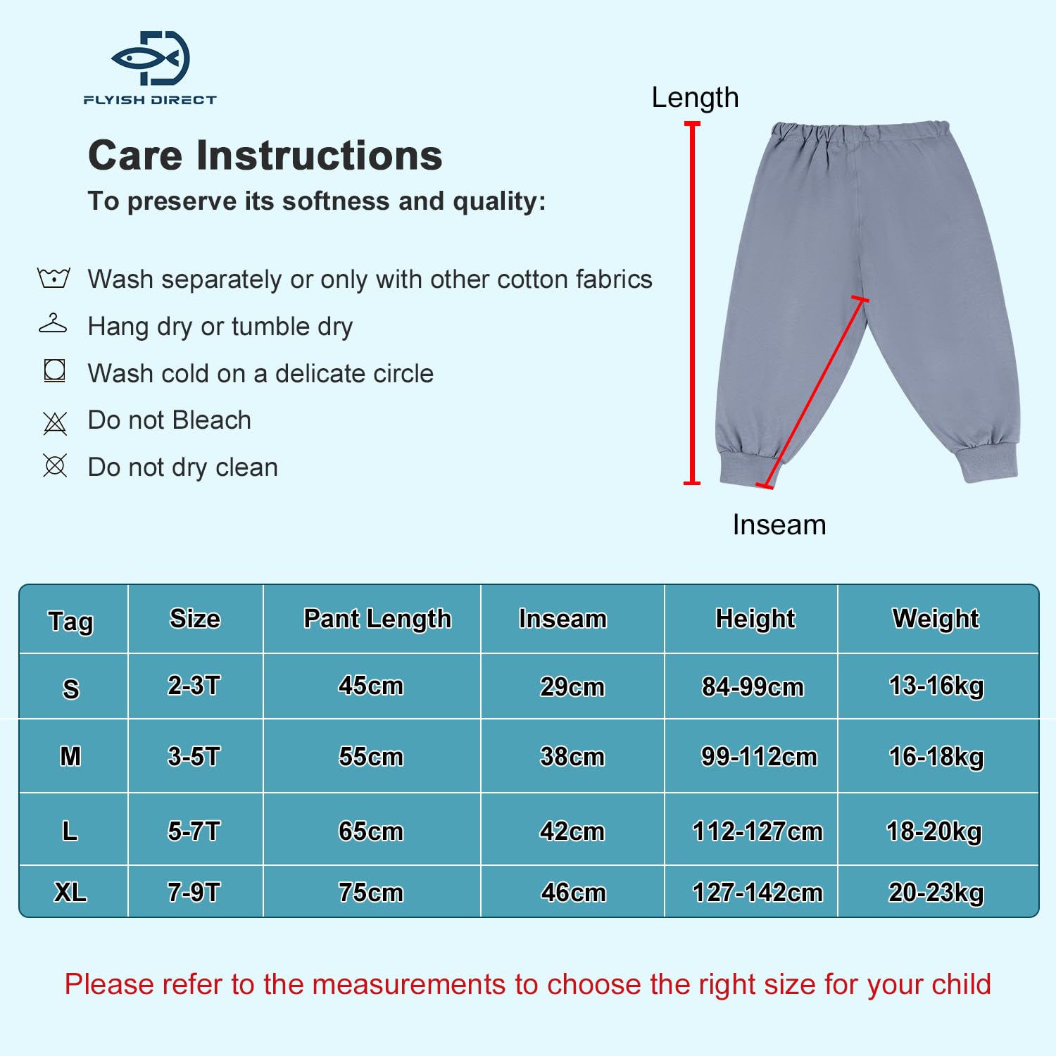 FLYISH DIRECT Pantalones de Entrenamiento para IR al baño Ligeros, Pantalón Orinal para niños 100% algodón, Transpirable, Pantalones para Aprender a IR al baño
