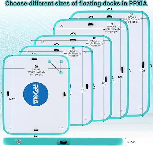 Miniatura 7 de Inflatable Dock- Floating Docks for Lakes 10ft 6ft 8ft 5ft, Inflatable Water Mat Island Float Blow Up Platform for River, Pool, Ocean