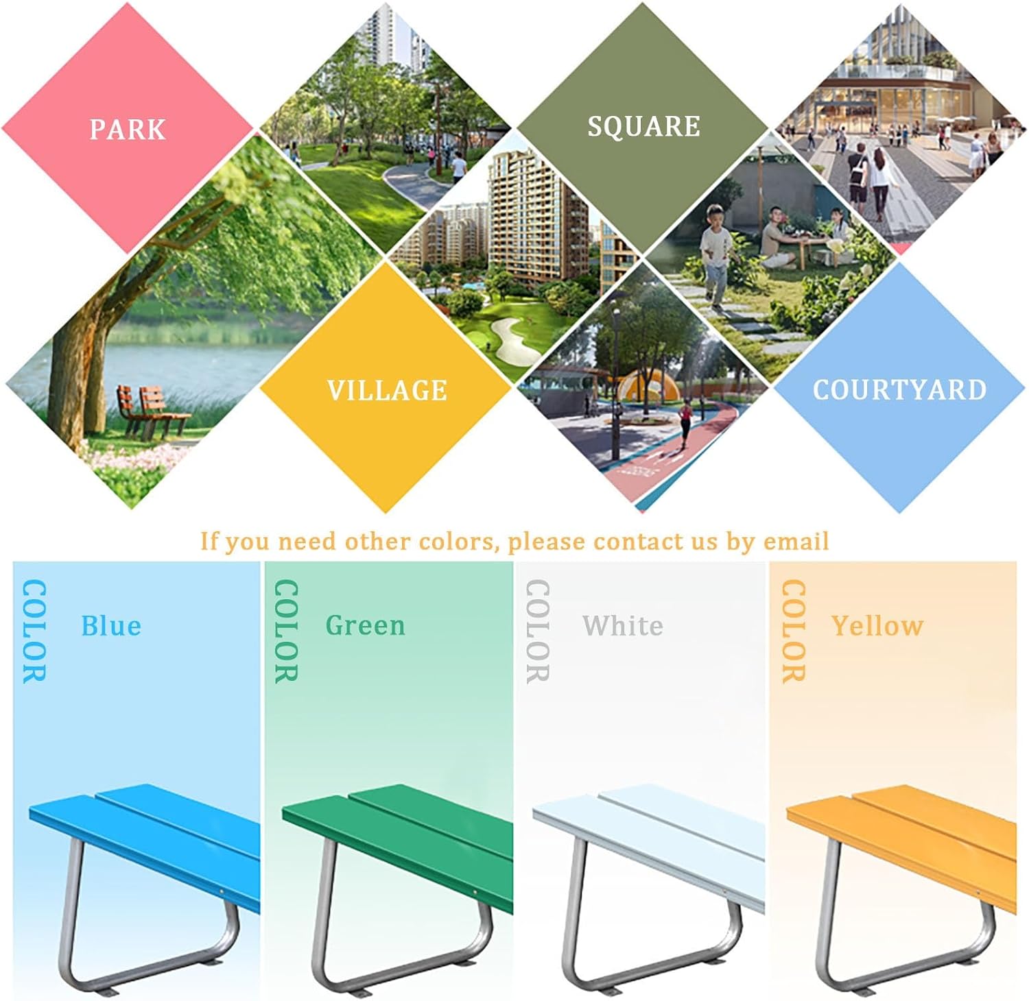 Backless Garden Bench, Outdoor Park Metal Bench, 2-Seater Patio Bench, Galvanized Pipe Frame, Outside Decor Furniture, Backyard Seating Chair, Weatherproof, for Yard, Porch, Lawn (Size : L