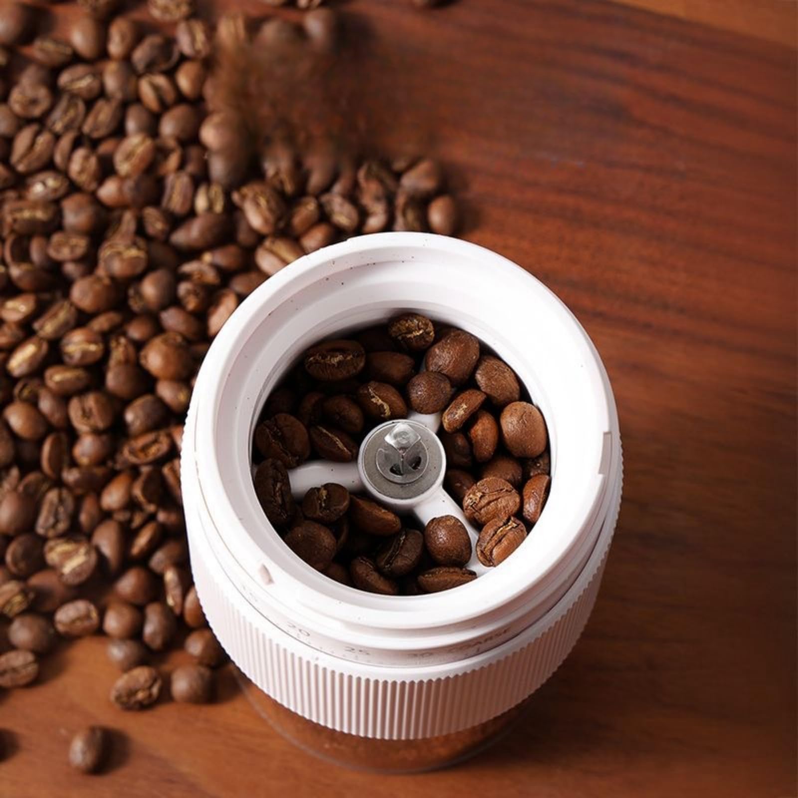 Molinillo manual de granos de café, cuchillas de cerámica, molinillo de café ligero de mano, 209.8 g por molino, para espresso, prensa francesa, turco (blanco)