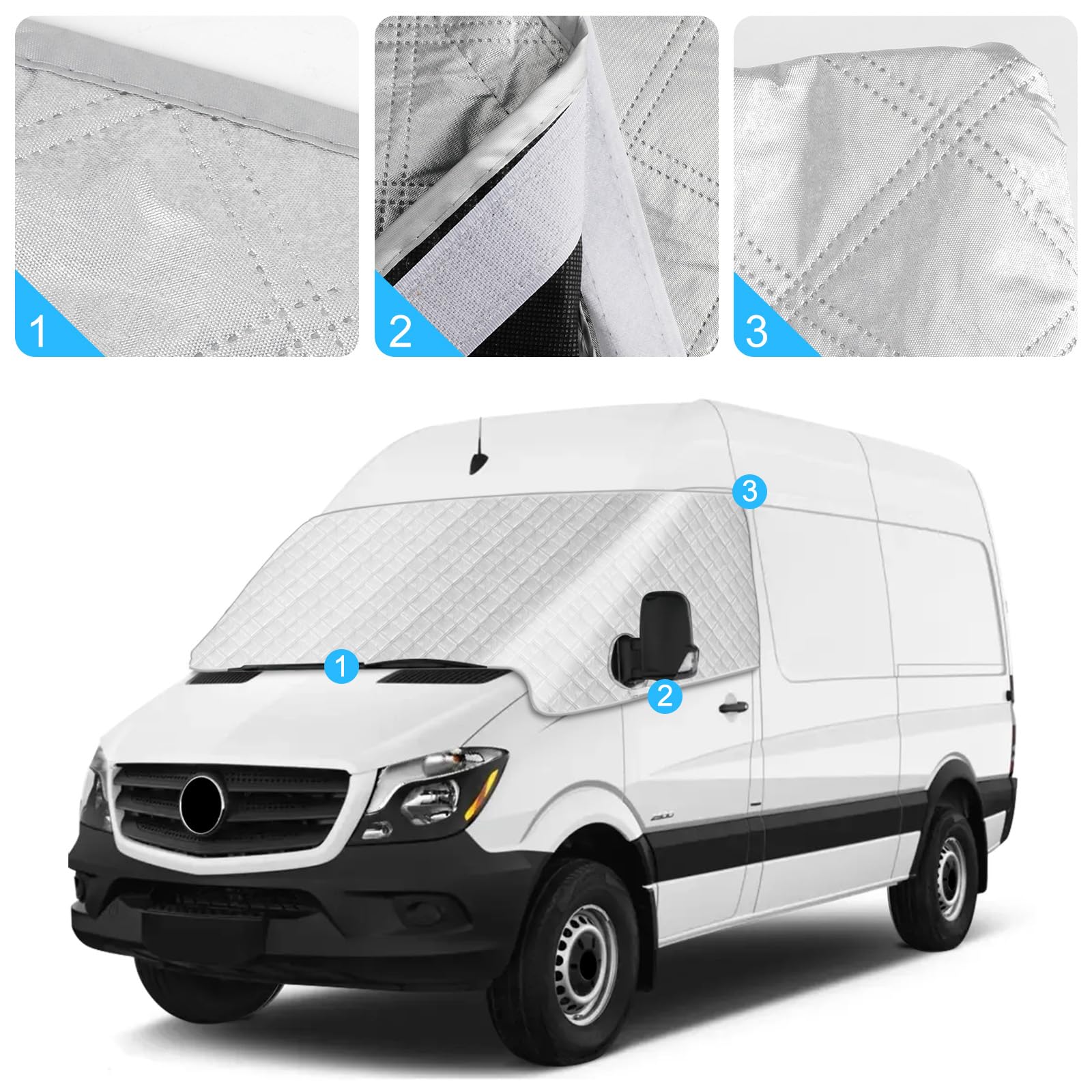 Protector Parabrisas Hielo para Mercedes-Benz Sprinter NCV3 2006-2018, Cubierta de Parabrisas Funda Parabrisa Delantero Coche Protege de Nieve, Escarcha, UV