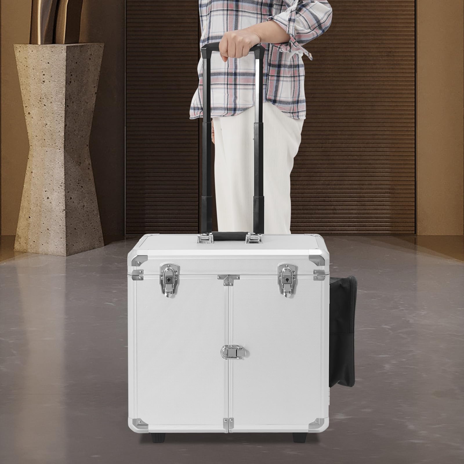Walizka do pielęgnacji stóp, mobilna walizka do pielęgnacji stóp, z 2 kółkami, 4 klucze, nośność 50 kg, organizer na narzędzia do sklepów kąpielowych stóp, salonów masażu, srebro, Wolnostojący