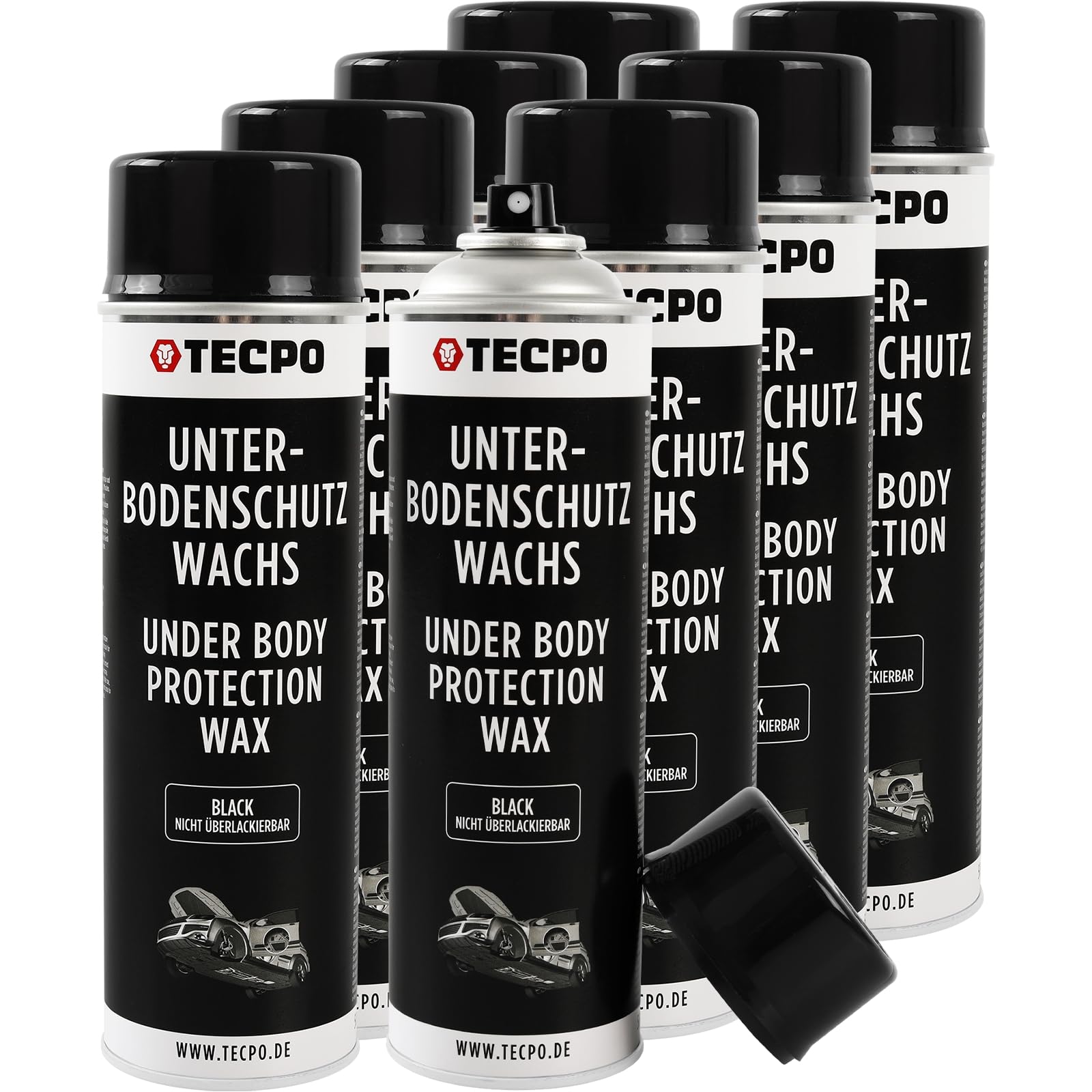 TECPO 8 x 500 ml de cera para protección de la carrocería, protección para debajo del suelo, protección contra impactos de piedras, cera protectora, protección contra la corrosión de la cera