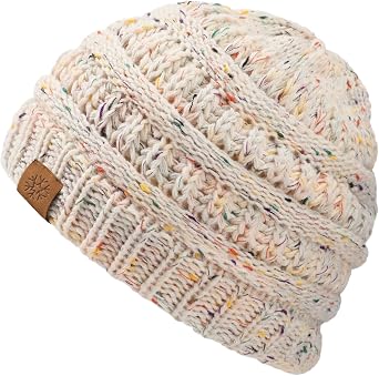 Clothirily Winter Beanie Hat for Women, Cable Knit Warm Soft Slouchy Beanie | Thick Soft Knit Material, Casual Slouchy Beanie Hat, Fleece Lining Cute Beanie Hat for Cold Weather, Gifts for Women Men