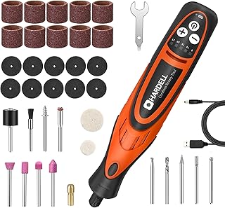 HARDELL Cordless Rotary Tool 8V, 5-Speed Rotary Tool with 37 Accessories, Rechargeable Power Rotary Tool Kit for Sanding, Drilling, Polishing, Engraving, Cleaning, Cutting, Small DIY Project