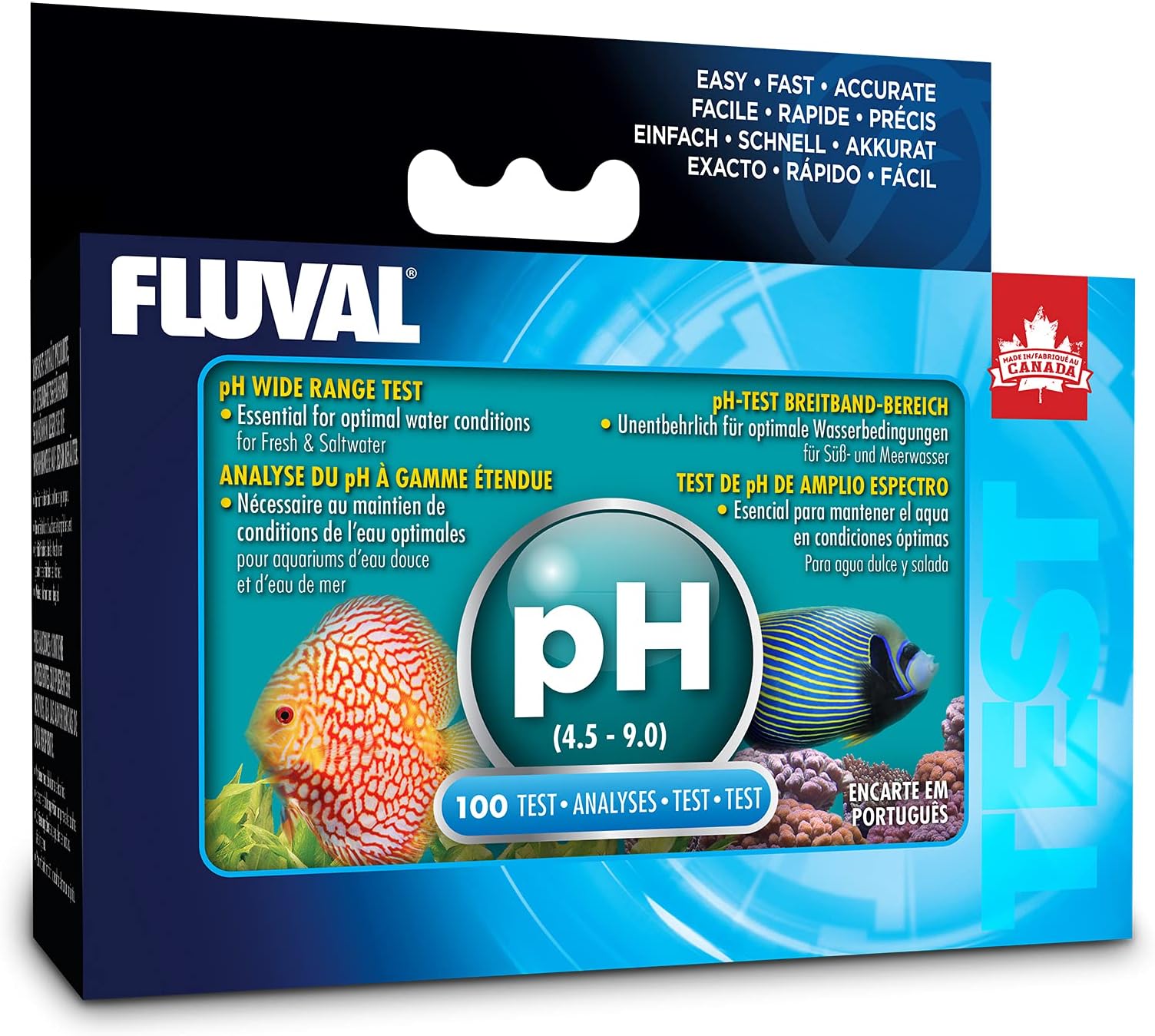 Fluval pH Wide Range Test Kit for Aquarium Water, Freshwater & Saltwater Fish Tank Test