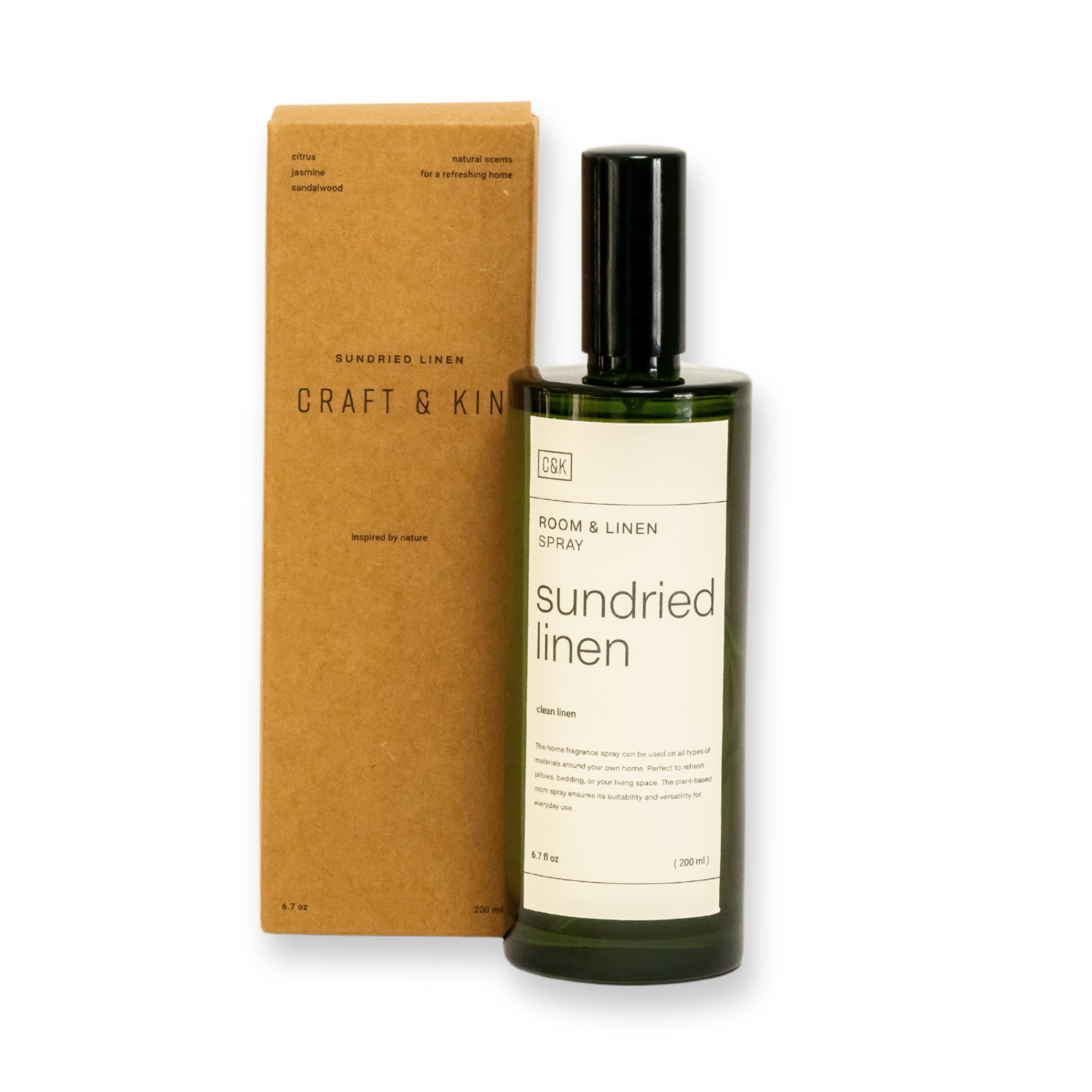 Craft & Kin Sundried Linen Room Spray for Bedding, 6.76 oz, Pillow Spray, Long-Lasting Room Freshener, Soothing Aroma Mist for Home & Washroom