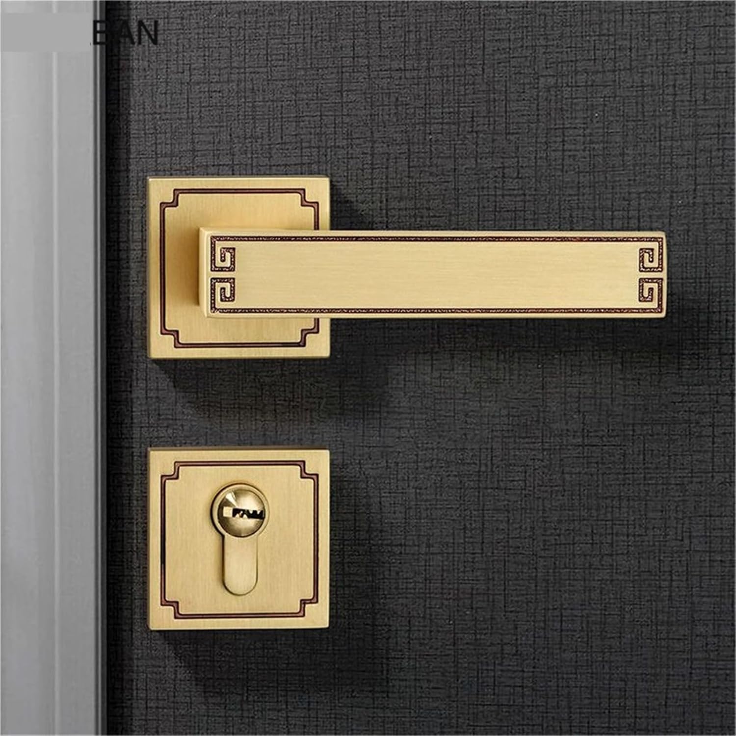 Chinese Style Split Wood Door Lock Interior Bedroom Mechanical Room Lock Solid Silent Handle Lock Furniture Hardware Accessories 1Pcs(Cyan Bronze A)