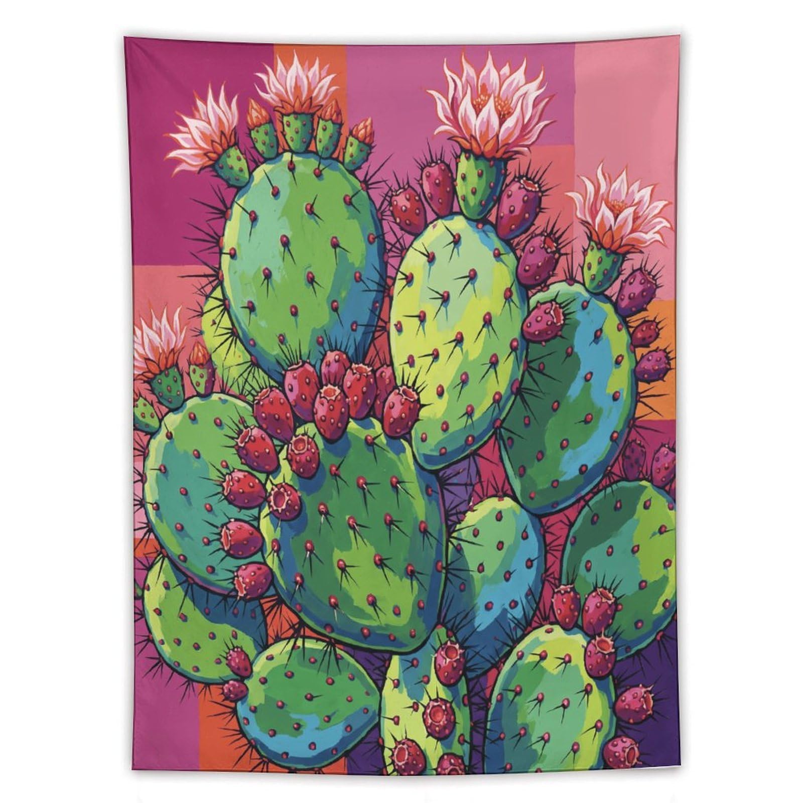 H3B8U2Y5 Pink Cactus Botanical Wall Tapestry, Ceiling Hanging