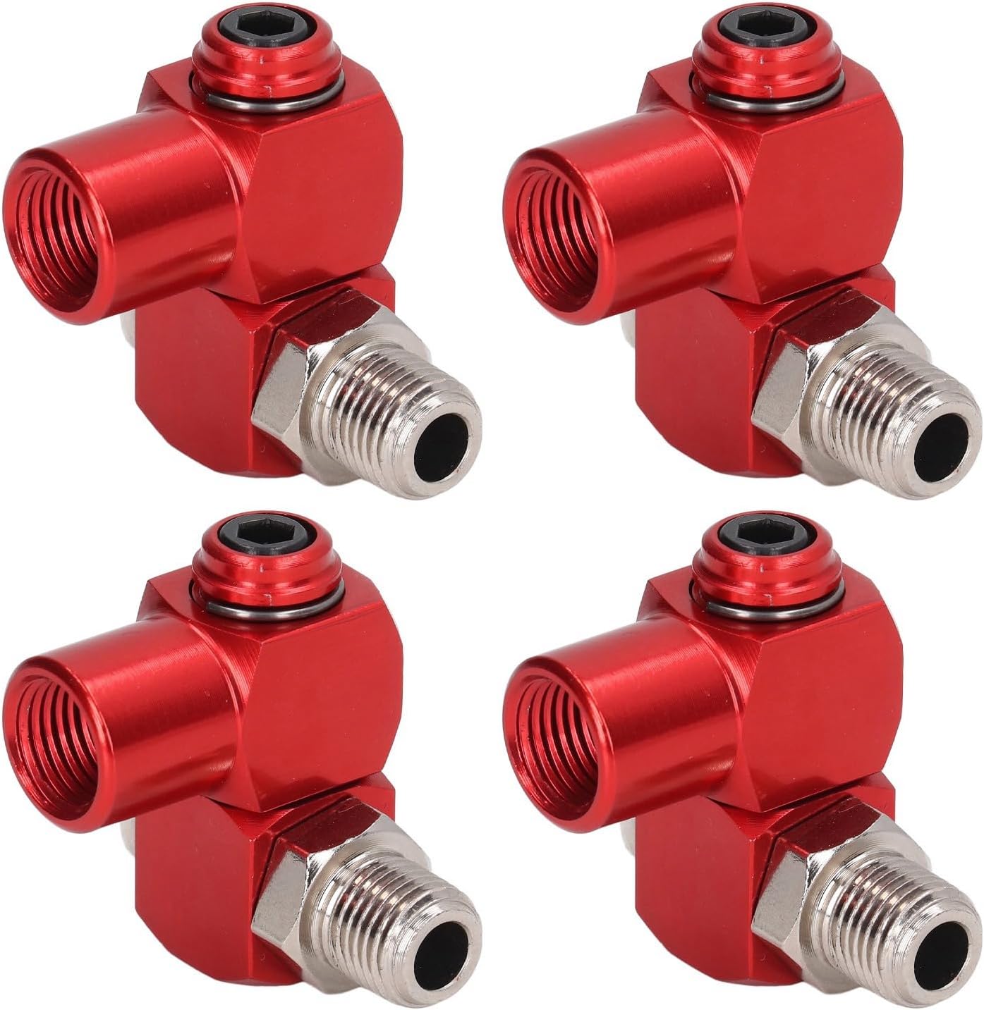 Swivels Air Fitting, 4PCS 360 Degree Air Tool Fittings, 1/4 Hose Fittings NPT Thread, Air Compressor Attachments, Air Hose Quick Connect
