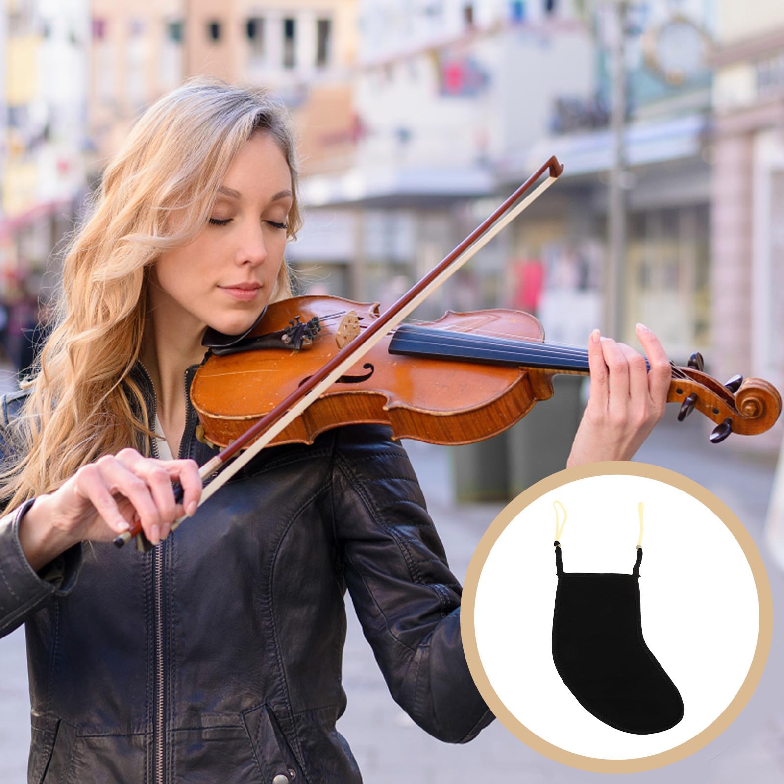 Almohadilla Violín de en para Color Mentonera Cómoda Negro, Diseño y, Material de Lino Práctico Que Deslizamientos para Tocar y Varios estilos Varios estilos