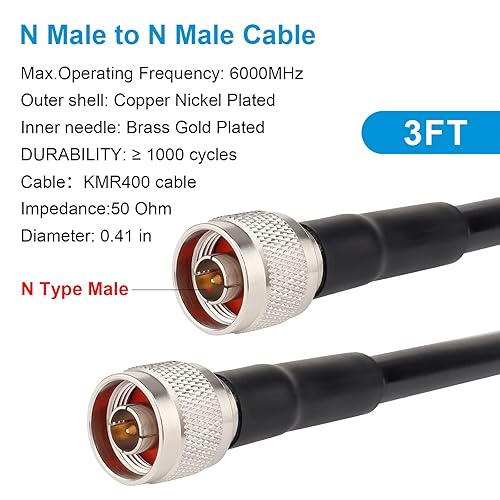 Miniatura 2 de XRDS -RF Cable N macho a N macho de 3 pies, cable de extensión coaxial KMR400 de baja pérdida para 3G4G5GLTEGPSWiFiRFHamRadio a antena o uso de