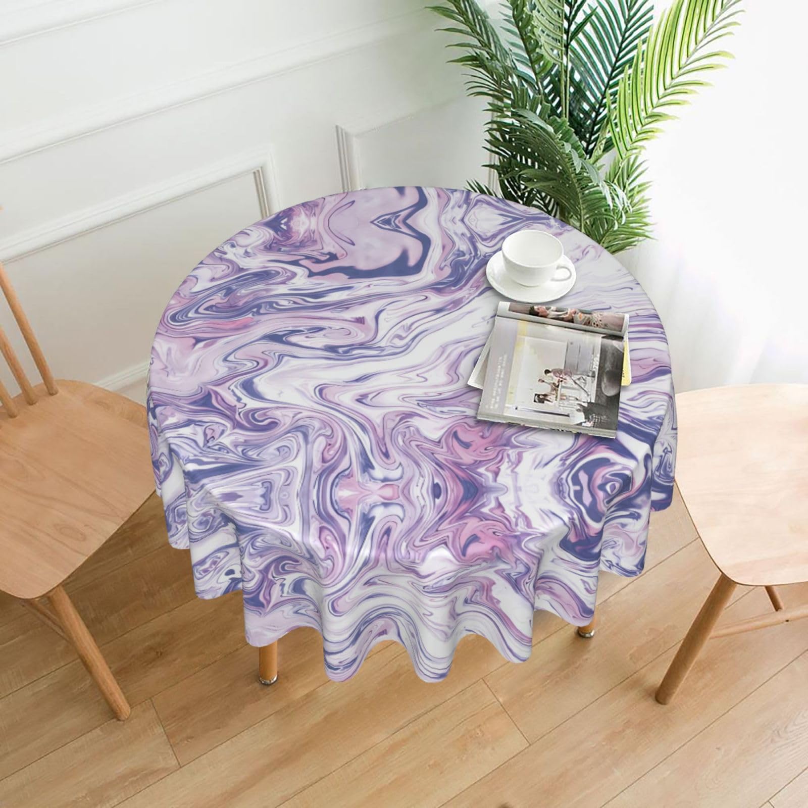 YYHWHJDE Dark purple texture marble Prints Round Decorative Tablecloth 60in - High-Grade Polyester Throw for Elegant Dining & Festive Gatherings