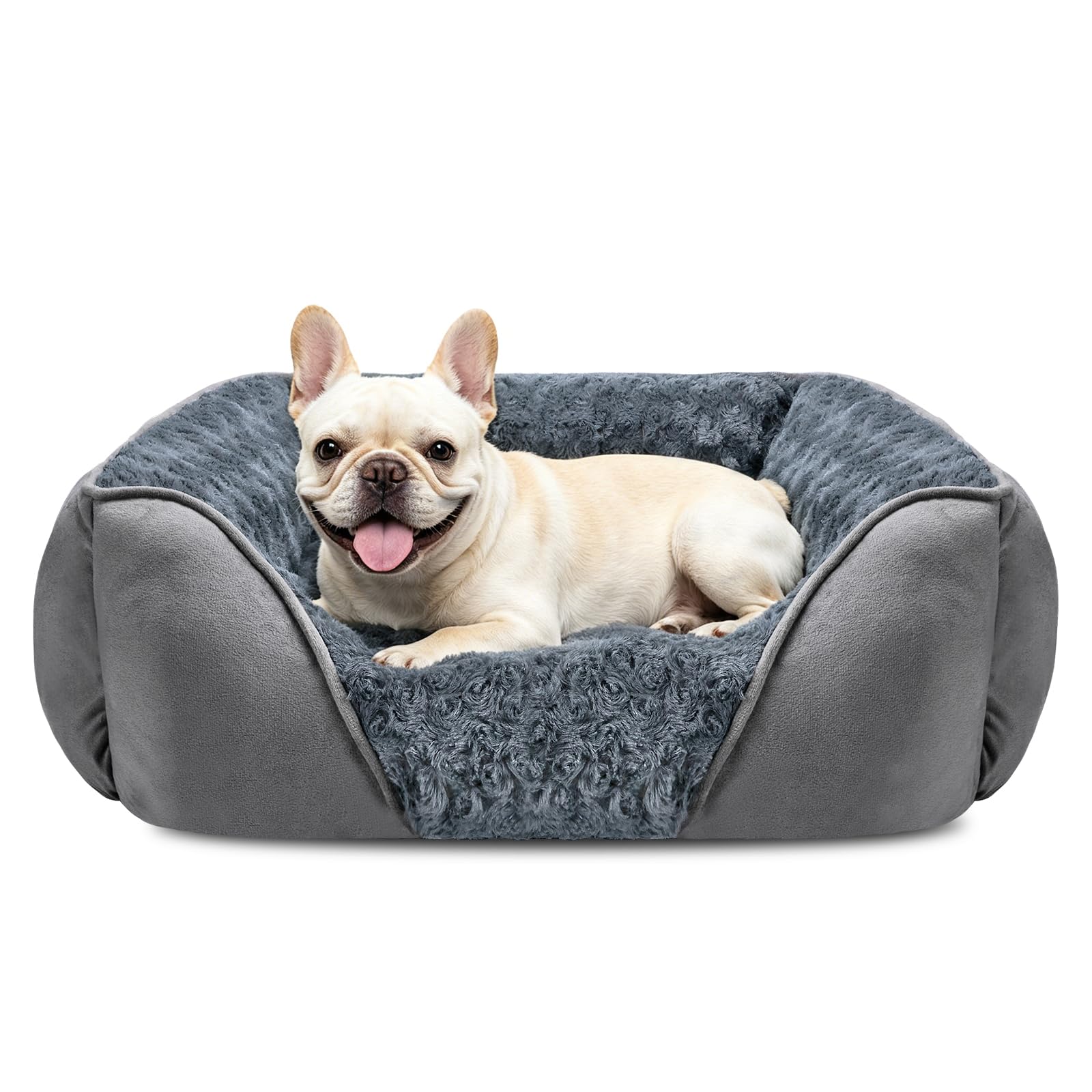 JOEJOY Cama para Perros Pequeños, Cama Perro Lavable, Antideslizante, Antiansiedad, Rose Swirl Peluche para Pequeños Perros y Gatos, 51x48x15cm