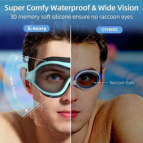Miniatura 3 de Keary 2 Pack Swim goggles for Adult Youth with Soft Silicone Gasket Anti-fog UV Protection No Leak Clear Vision Pool Goggles