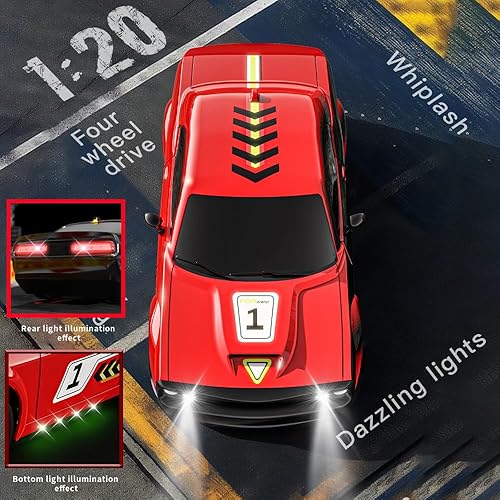 Miniatura 3 de Auto de control remoto para niños y niñas, auto de deriva RC 120 4WD con luces LED, 20 KPH de alta velocidad proporcional acelerador de carreras