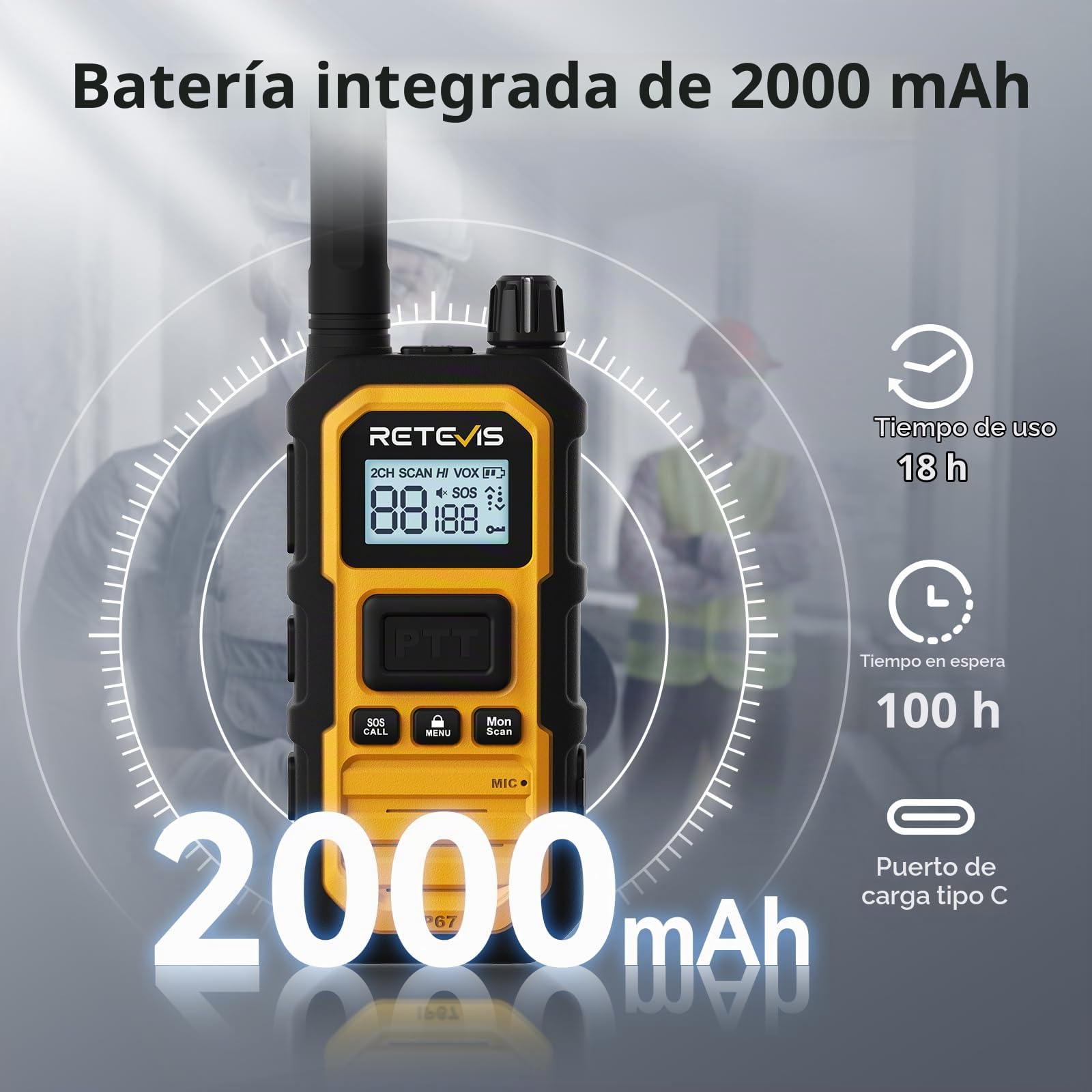 Retevis RB648Plus Radio Bidireccional, Walkie Talkie de Largo Alcance