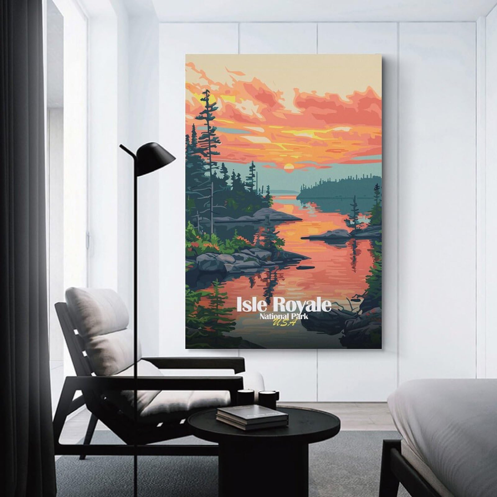 Junmoney Isle Royale National Park Sunset Home Decor Wall Art 24x36inch(60x90cm), for Art Walls, Layered Displays Or Homes, A Versatile Canvas Print for Layering