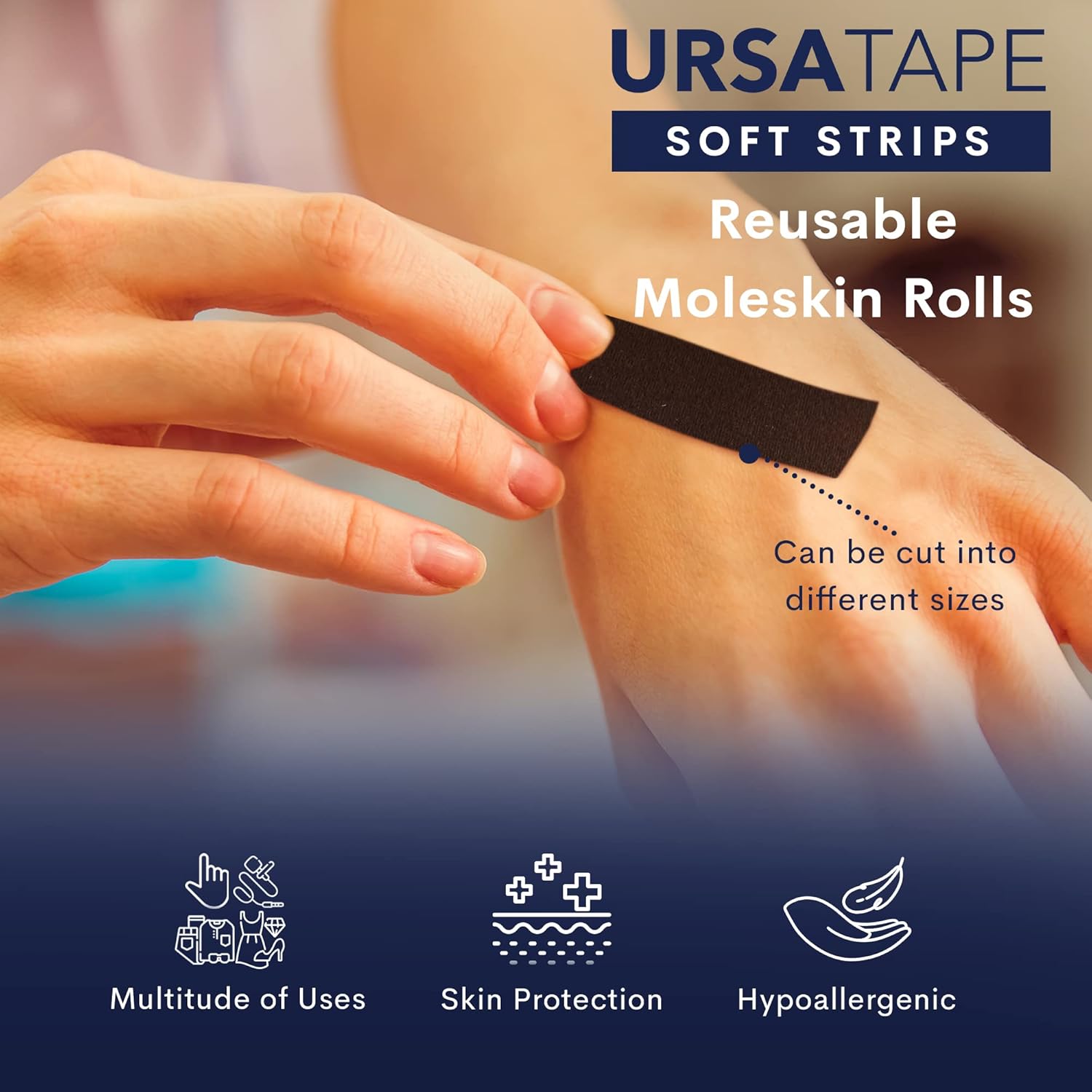 URSA Tape Rolls Stretchy Moleskin Rolls Reusable Hypoallergenic for