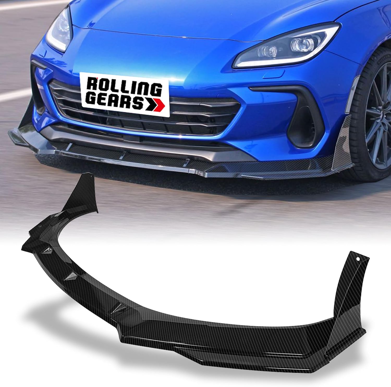 Carbon Fiber Look Front Bumper Lip Spoiler Compatible with 2022–2026 Subaru BRZ 5-Piece DC Design Front Lip PP Exterior Body Kit
