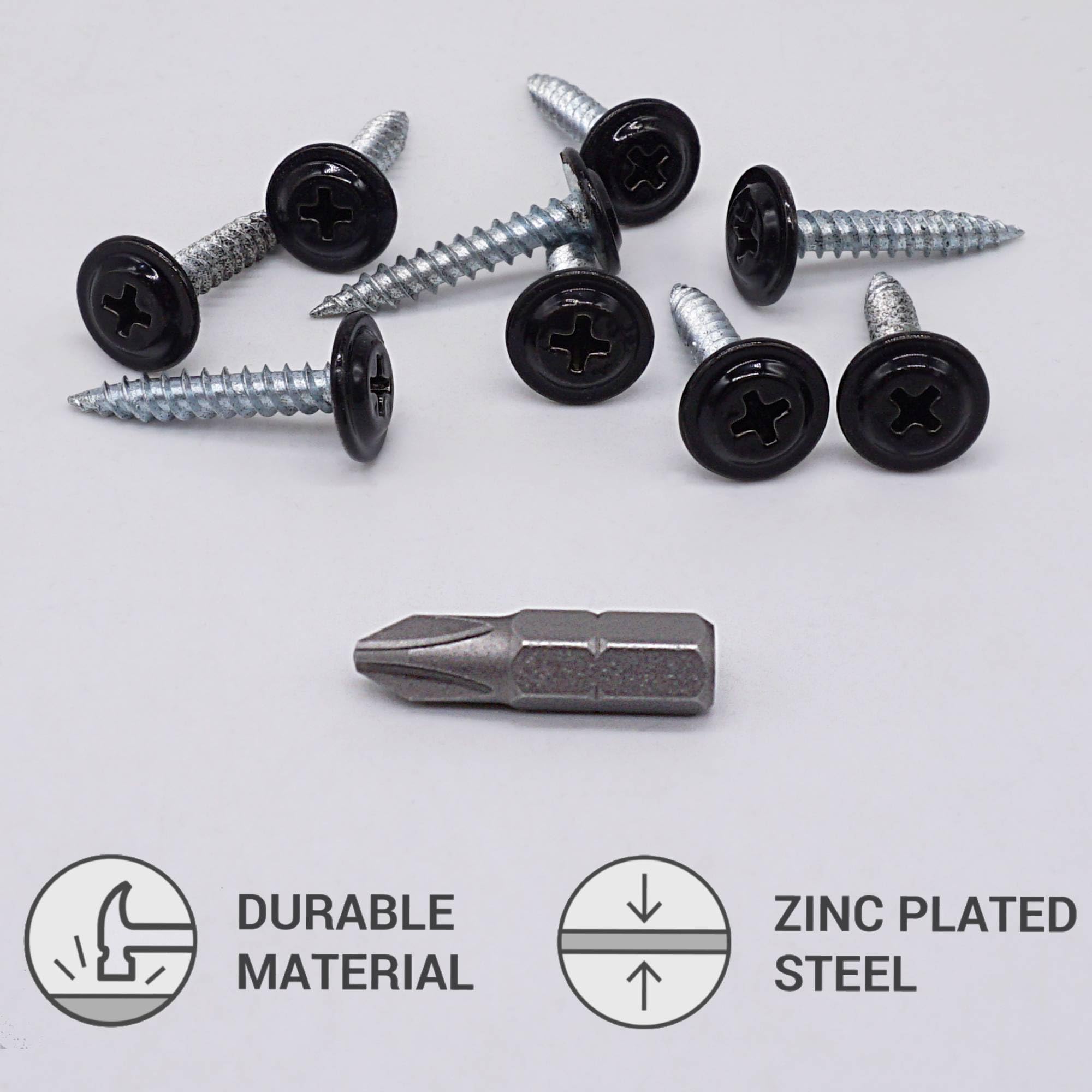 SKIR'CO (50 szt.) Malowane wkręty samogwintujące do drewna 4,2 x 25 mm, wkręt metalowy, łeb kratowy o zmodyfikowanym PH (czarny RAL 9005)