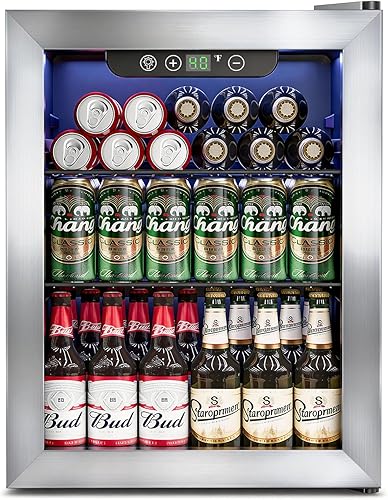 Miniatura 10 de Refrigerador y enfriador de bebidas - Mini refrigerador de 126 latas con puerta de vidrio para refrescos, cerveza y vino - Refrigerador de bebidas
