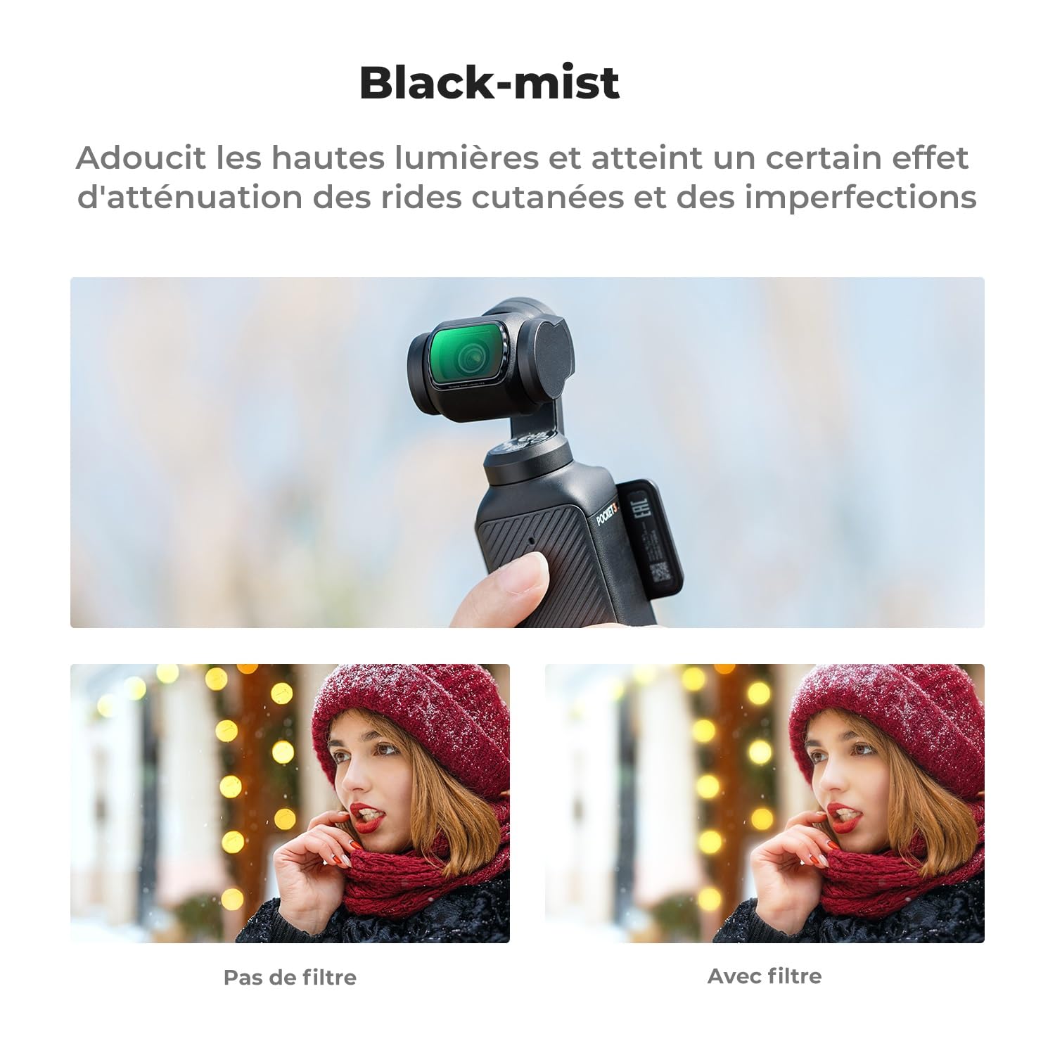 K&F CONCEPT Black-Mist 1/4 ND16 ND64 ND256 Magnétique Compatible avec DJI Osmo Pocket 4/ Pocket 3 et Film de Protection