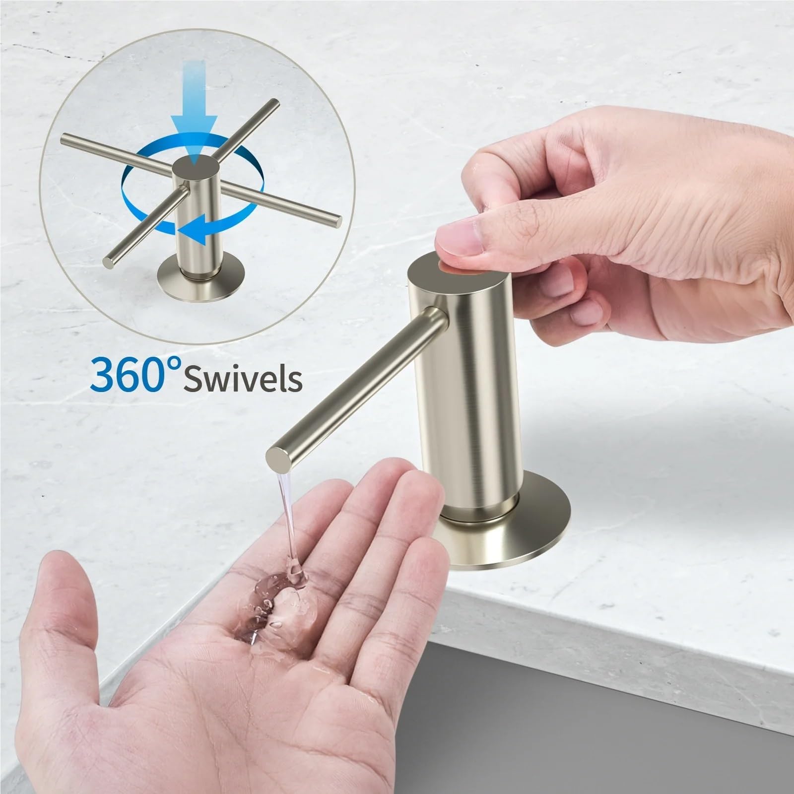 Dispenser per sapone da cucina Dispenser di sapone in ottone con kit tubo prolunga detersivo for liquido in nichel spazzolato for lavello della cucina Bagno per lavello