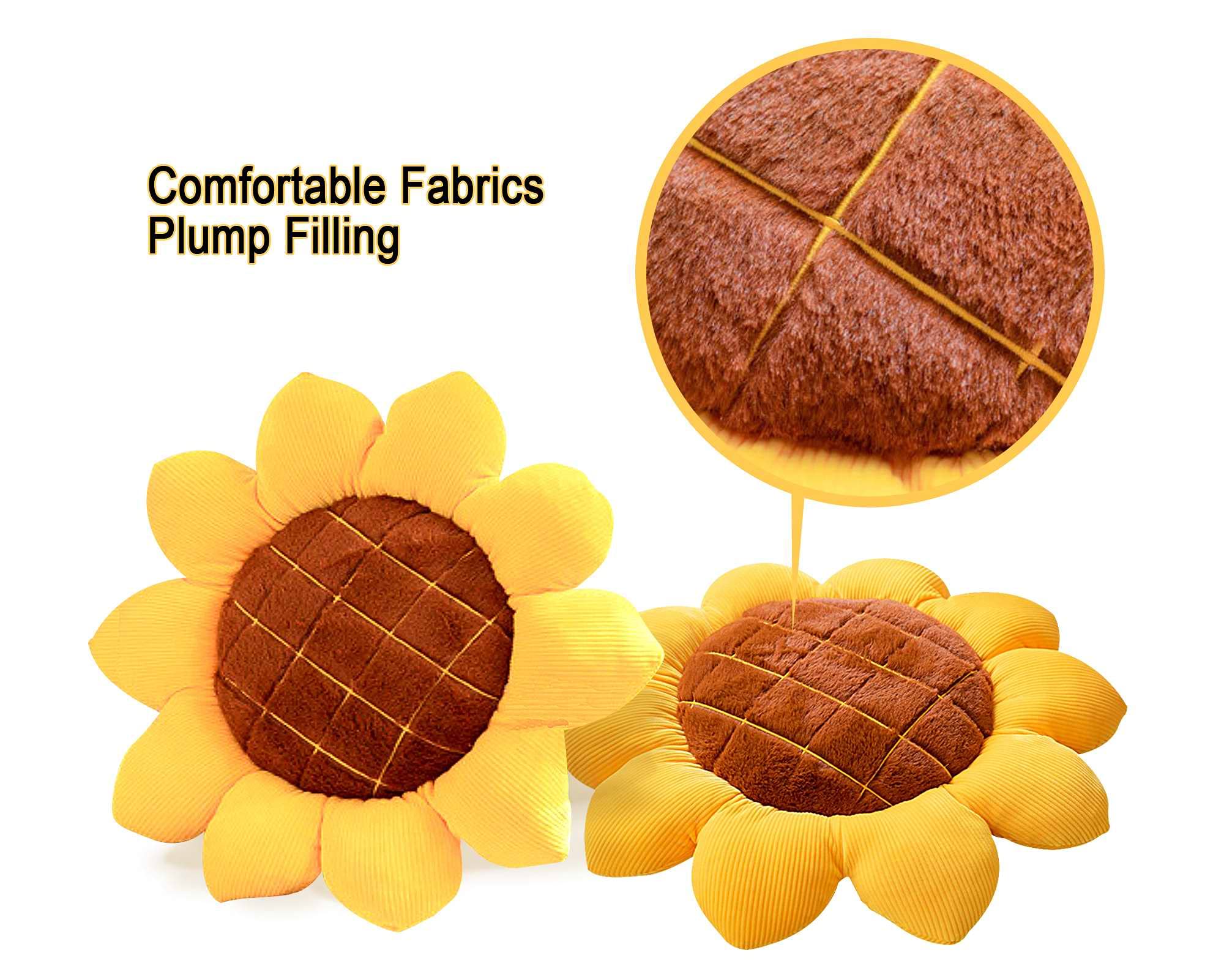 Coussin Décoratif Soleil Jaune - Peluche Douce 35-45cm - Pour Chambre Ado, Canapé, Cadeau Enfant