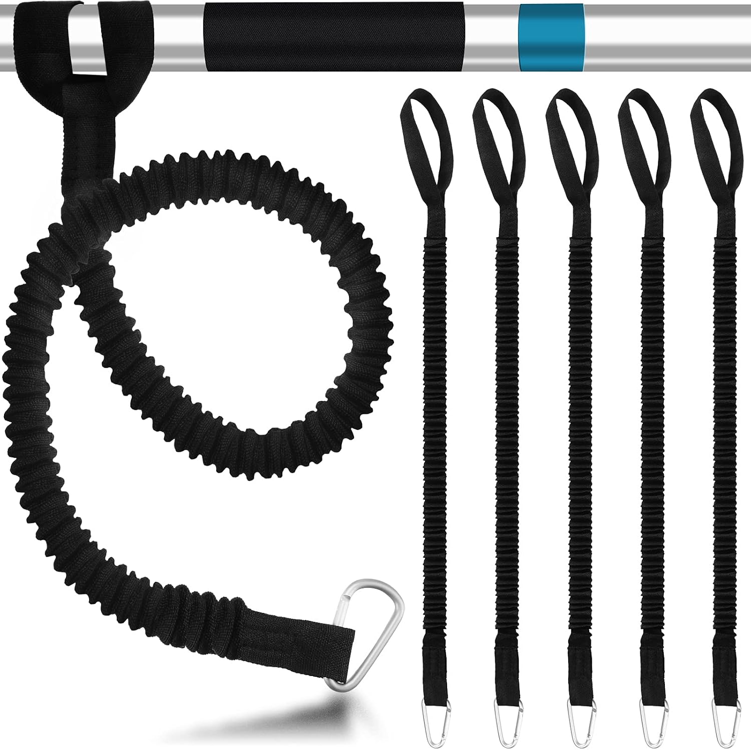 HESTYA 6 Pack Kayak Paddle Leash, Stretchable Nylon Lanyard, Kayak Coiled Rod Leash Rope 3.12-5.09 Feet for Canoe Sup Paddles Surfboard Fishing Poles Rods Accessories