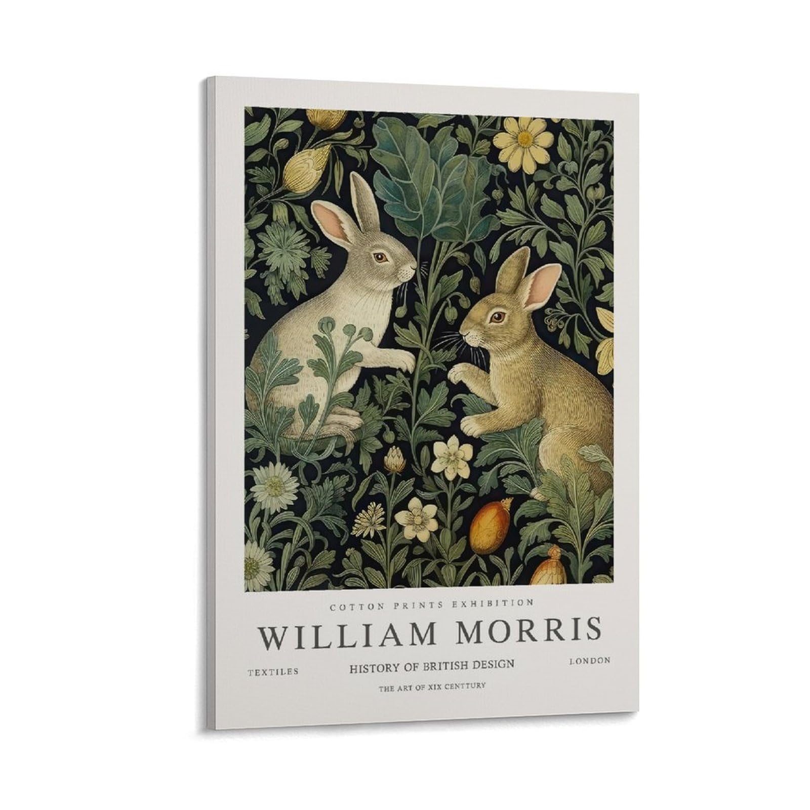 William Morris Flower Wall Art Rabbit Plant Poster For Wall Decor Canvas Wall Art For Living Room Decor 08x12inch(20x30cm)