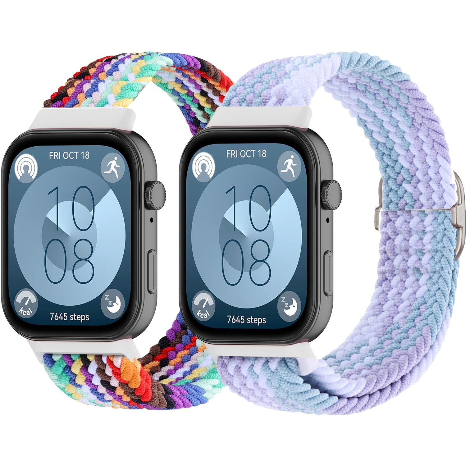 Yrzper 2 Packs Nylon Braided Band Compatible with Huawei Watch Fit 3 Women Men Lightweight Sport Replacement Wristbands Intended Adjustable Strap for