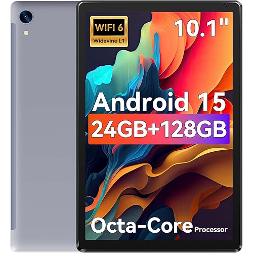 Tablet,10.1" Android Tablet with Octa-core Processor 24GB RAM 128GB ROM HD IPS Touchscreen 8H Battery, Wi-Fi 6, BT 5.0, Dual Camera, Android 15 Tablets 2025