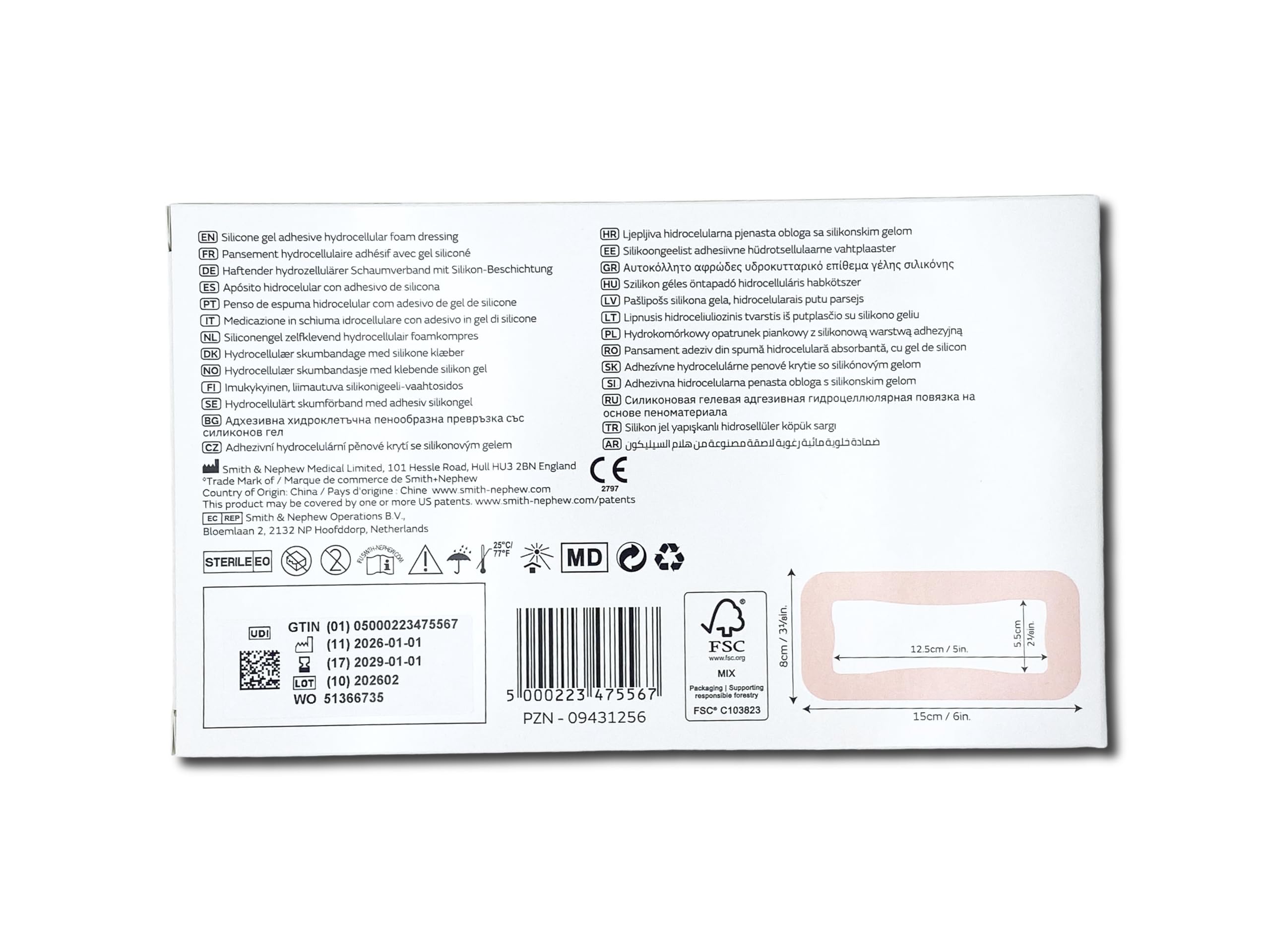 Allevyn Gentle Border Lite 8x15cm, Schaumverband (10-pack)