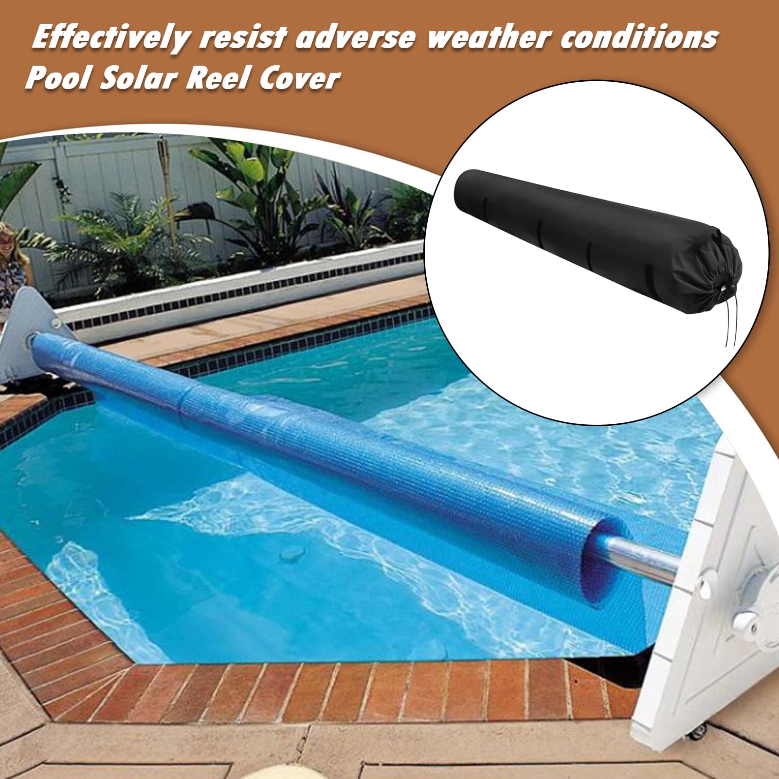 Funda para enrollador de piscina – tela Oxford lona solar protección carrete | Accesorios exteriores guardabarros de suelo – para jardín patio trasero