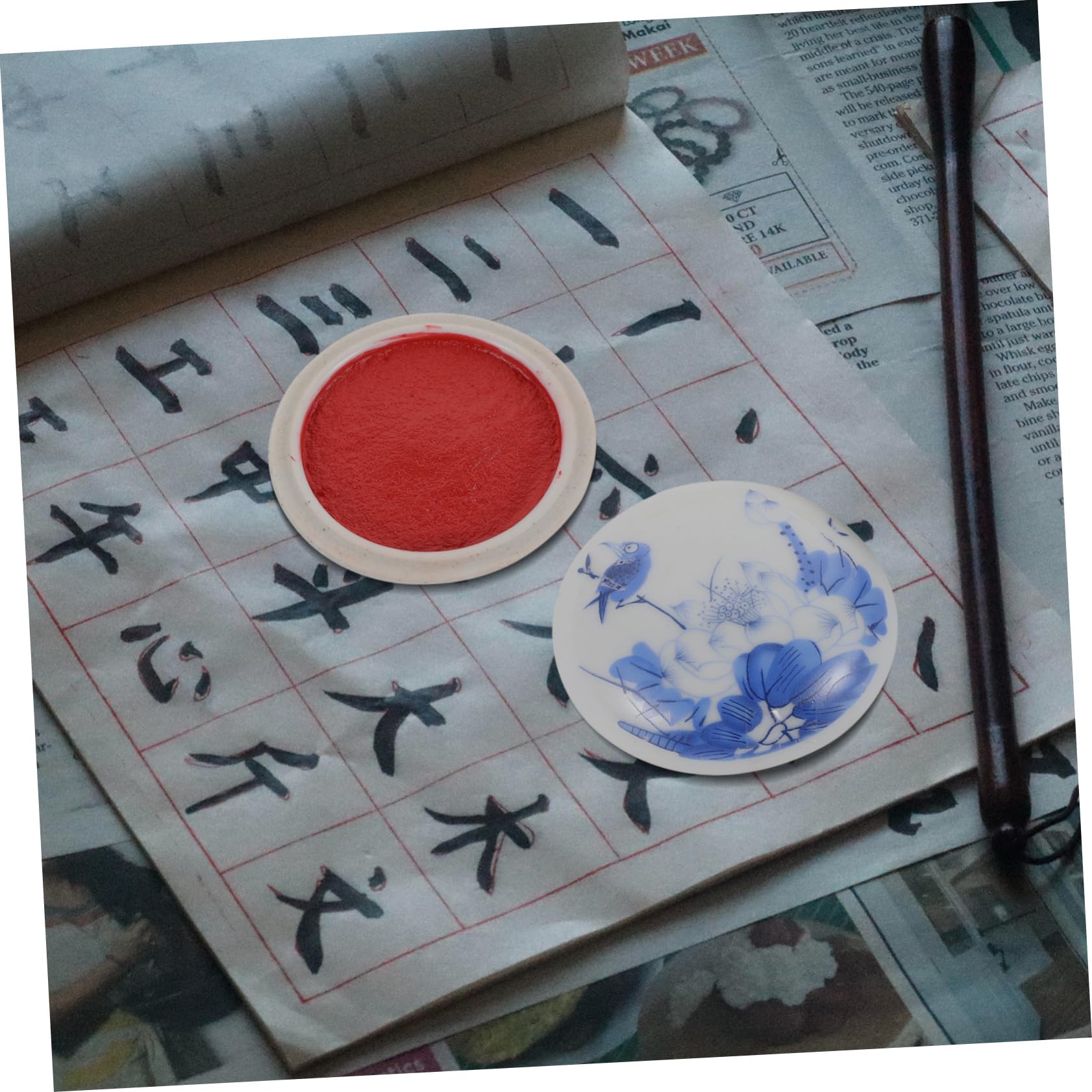 Tofficu 2 Set Tampone di Inchiostro Timbro di Inchiostro Cinese Calligrafia Impronta Digitale Inchiostro A Pasta Rossa Inchiostro del Sigillo Cinese Rosso 2 Pezzi * 2