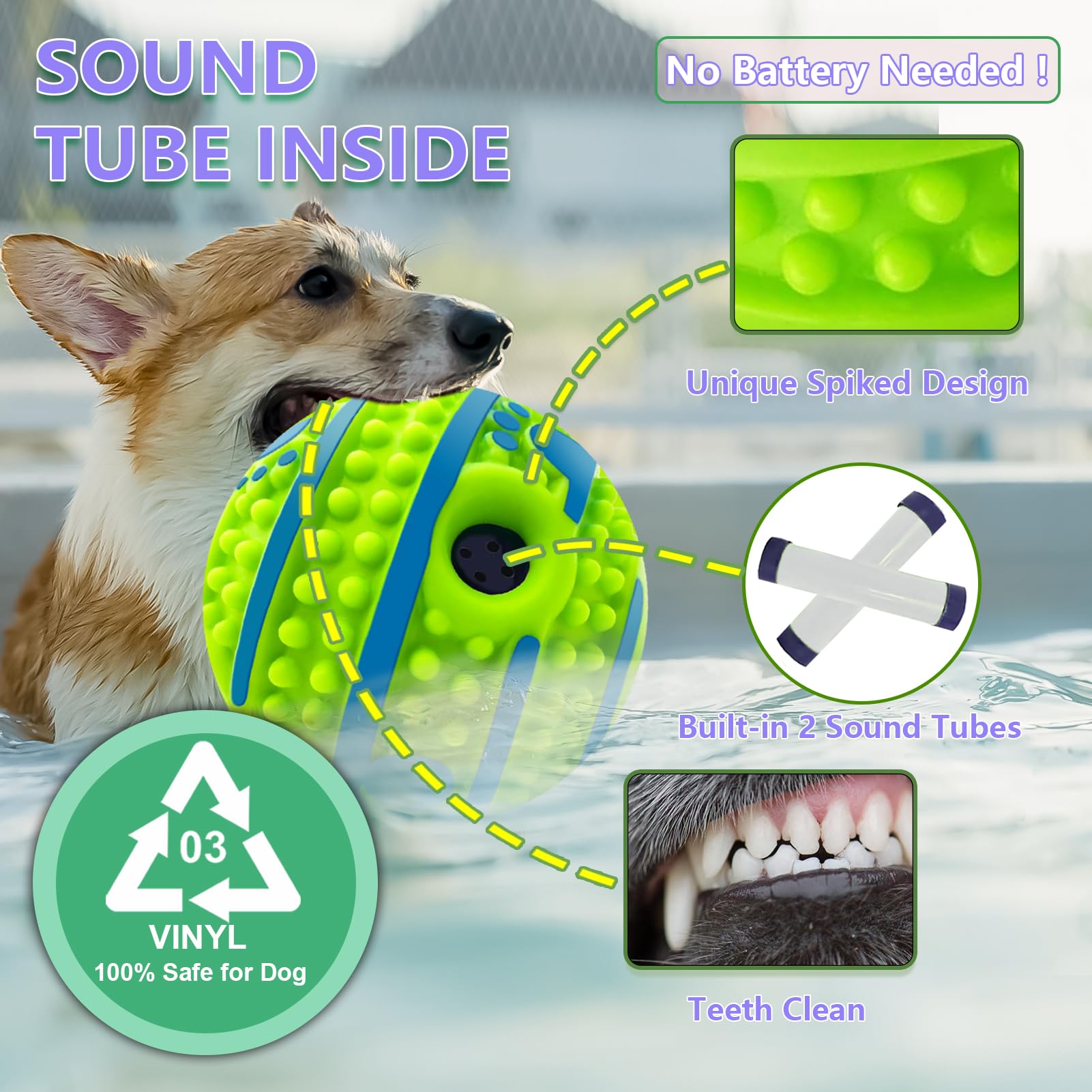 TAUCHGOE Interactive Toys for Dog 3.46" Squeaky Ball for Dogs Interactive Dog Toys Squeaky Balls for Dogs for Exercise & Training - Image 3