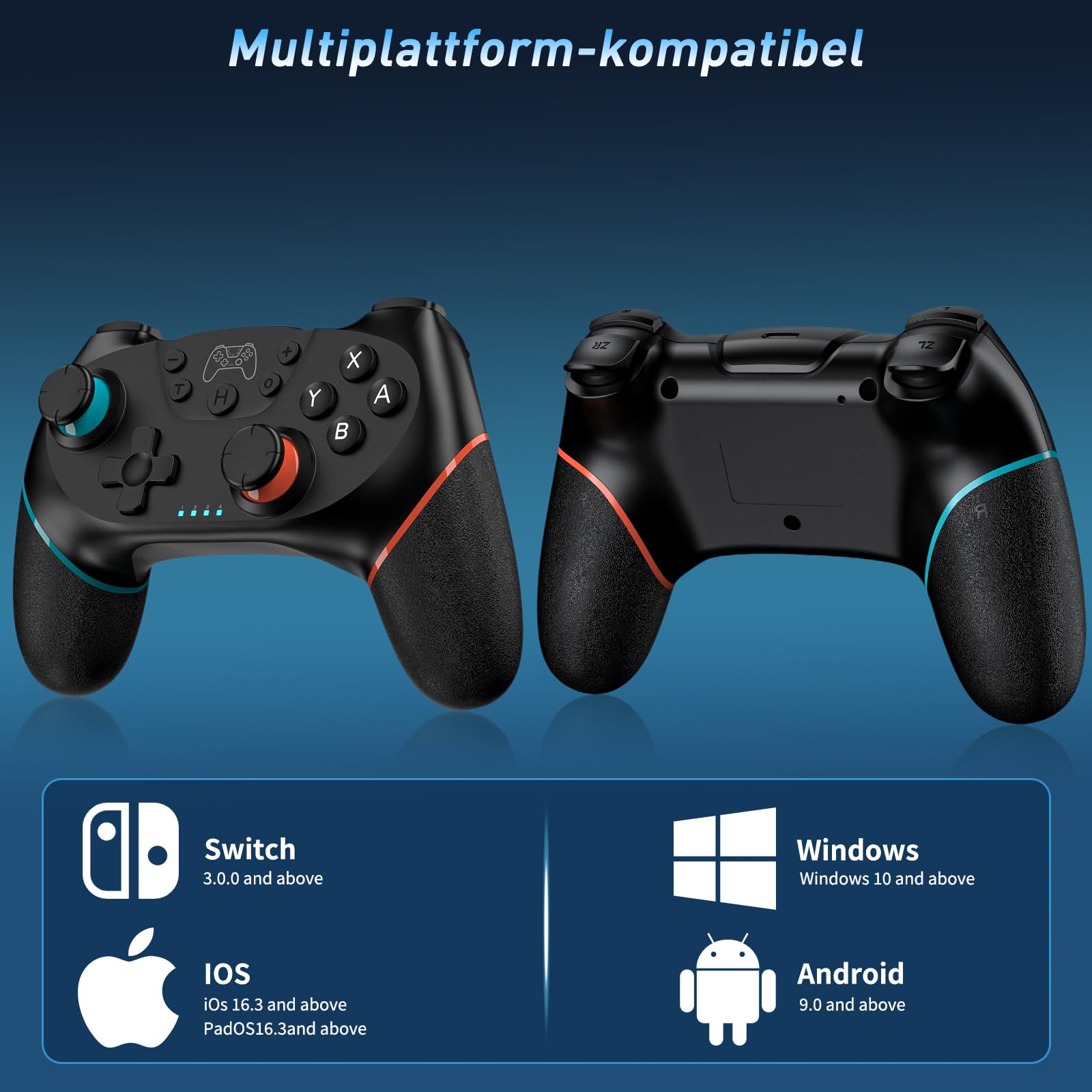 Reddening Switch 2 Controller für Switch/Switch 2/Switch Lite/Switch OLED,Switch Controller mit Doppel Vibration,Switch 2 Pro Controller mit 6 Achsen Gyro,Hall Joystick,Aufwachen,Turbo